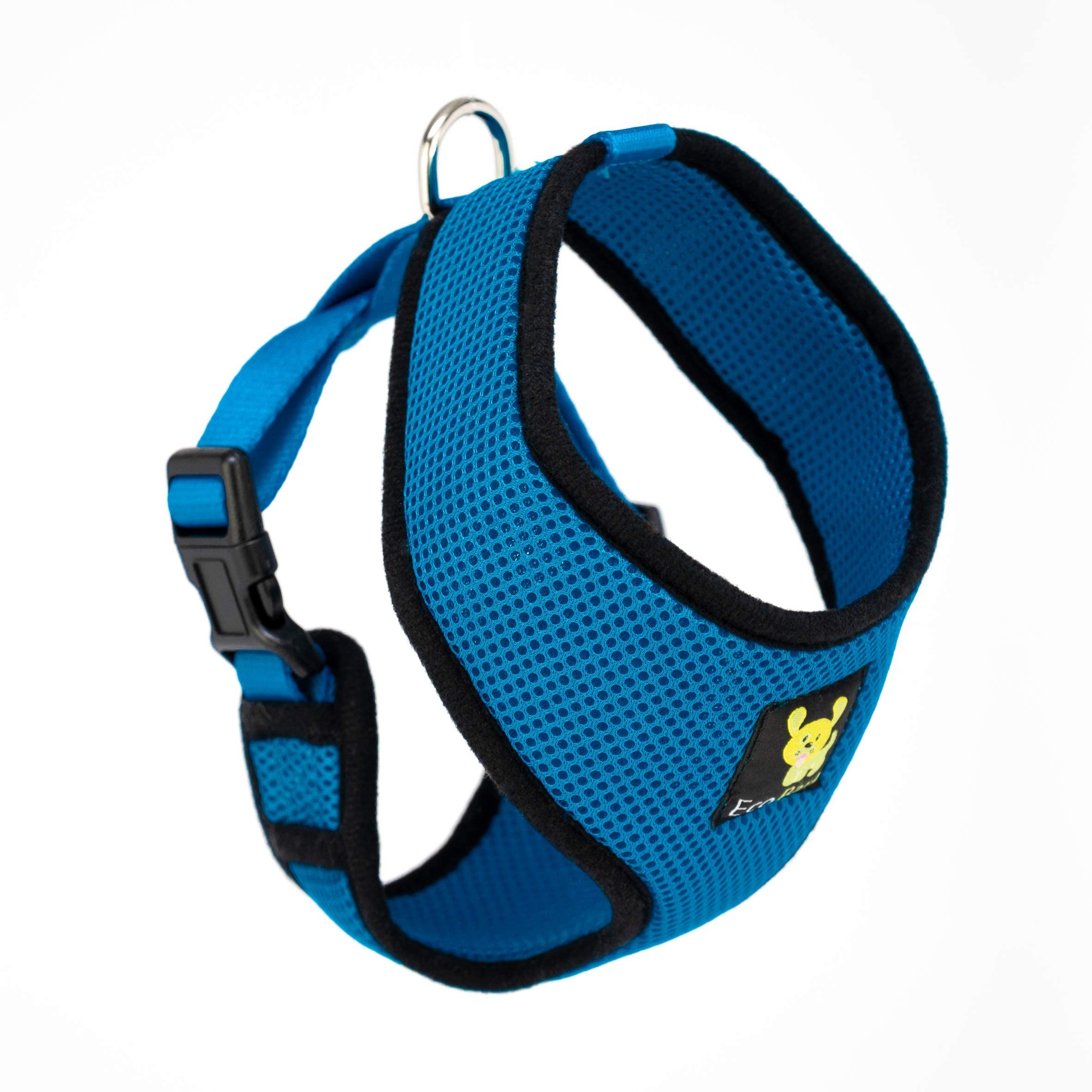 **EcoBark No-Pull Dog Harness - Eco-Friendly Soft Mesh Vest for Small Dogs & Puppies - Comfortable Over-the-Head Design - No Choke, Adjustable Fit (Medium, Teal Blue) - Perfect for Walks, Training & Outdoor Adventures**