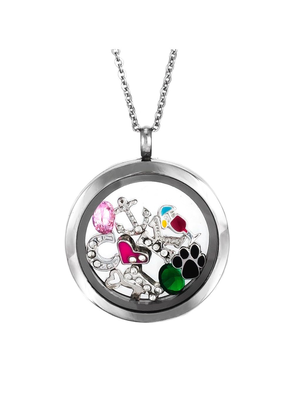 EVE'S ADDICTION Women's Personalized Charm Locket Necklace - 24 Inch Adjustable Chain - Customizable Mother's Keepsake Jewelry - Best Gift for Mom, Wife, Daughter - Perfect for Birthdays, Anniversaries & Special Occasions