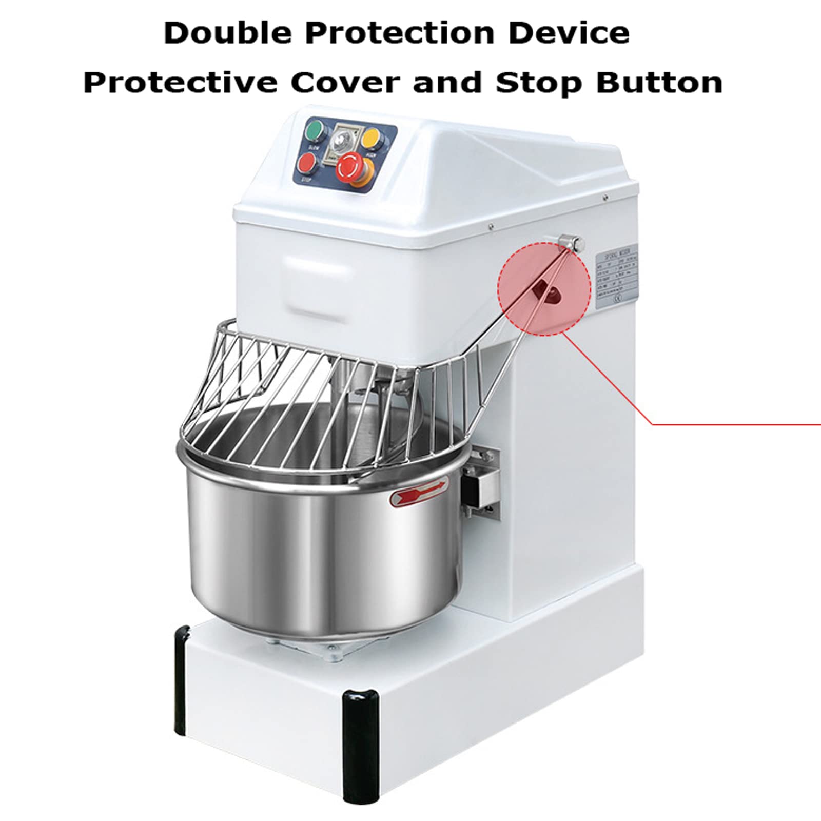 INTBUYING 18Qt Commercial Dough Mixer - 1500W Stainless Steel Stand Mixer with 2 Speeds & Timer - Heavy Duty Flour Blender for Bread, Pizza Dough - Perfect for Bakeries, Restaurants & Home Baking (110V)