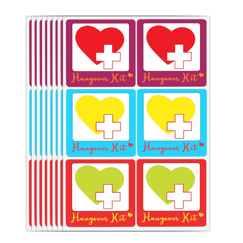 Hangover Kit Stickers - 1.5 Inch Wedding Stickers (240 Pcs) - Bachelorette Party Theme Stickers for Bridal Shower, Girls Night Out & DIY Scrapbooking