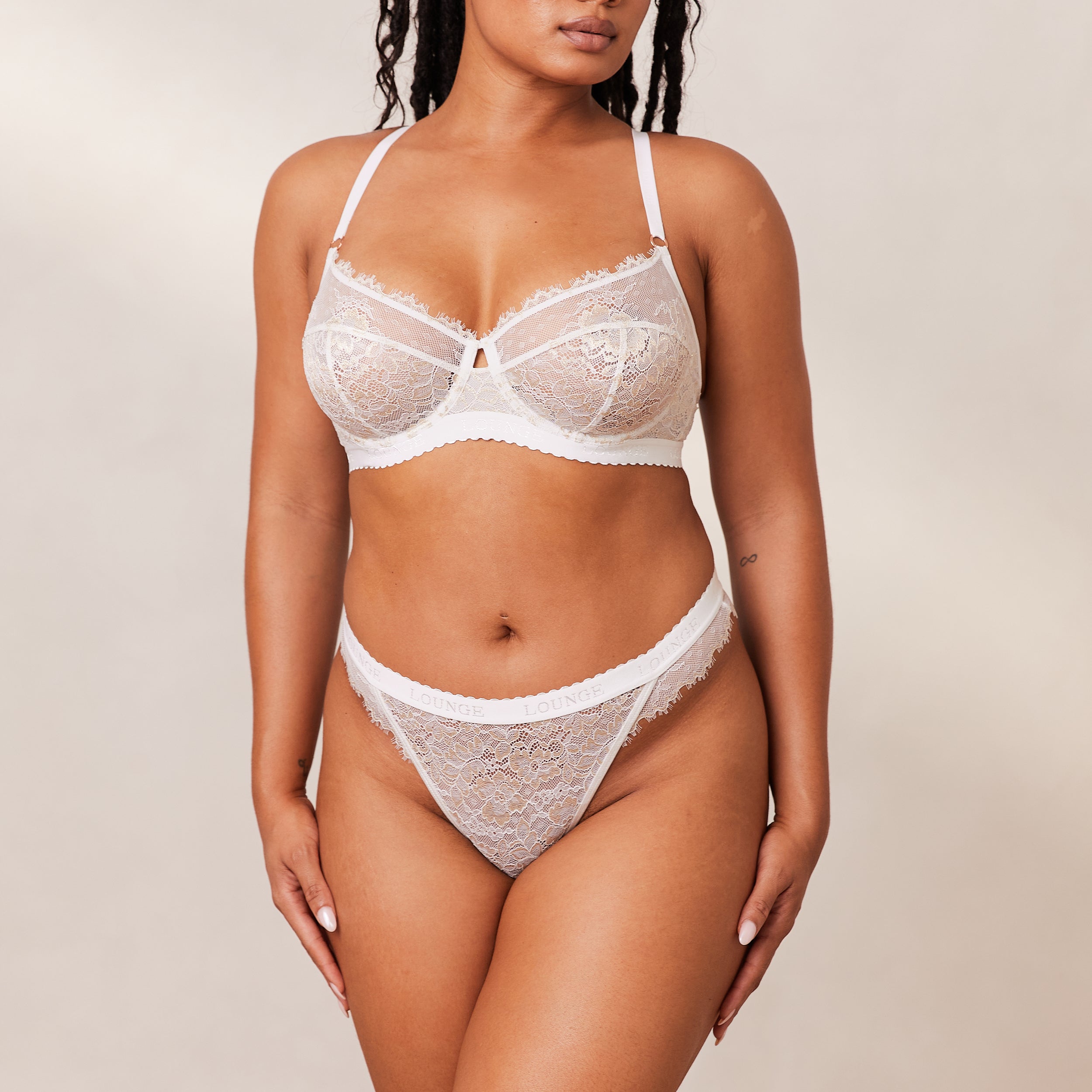 Desire Balcony Bra - Comfortable Wireless Lace Bralette for Women - Perfect for Yoga, Lounge & Everyday Wear - White