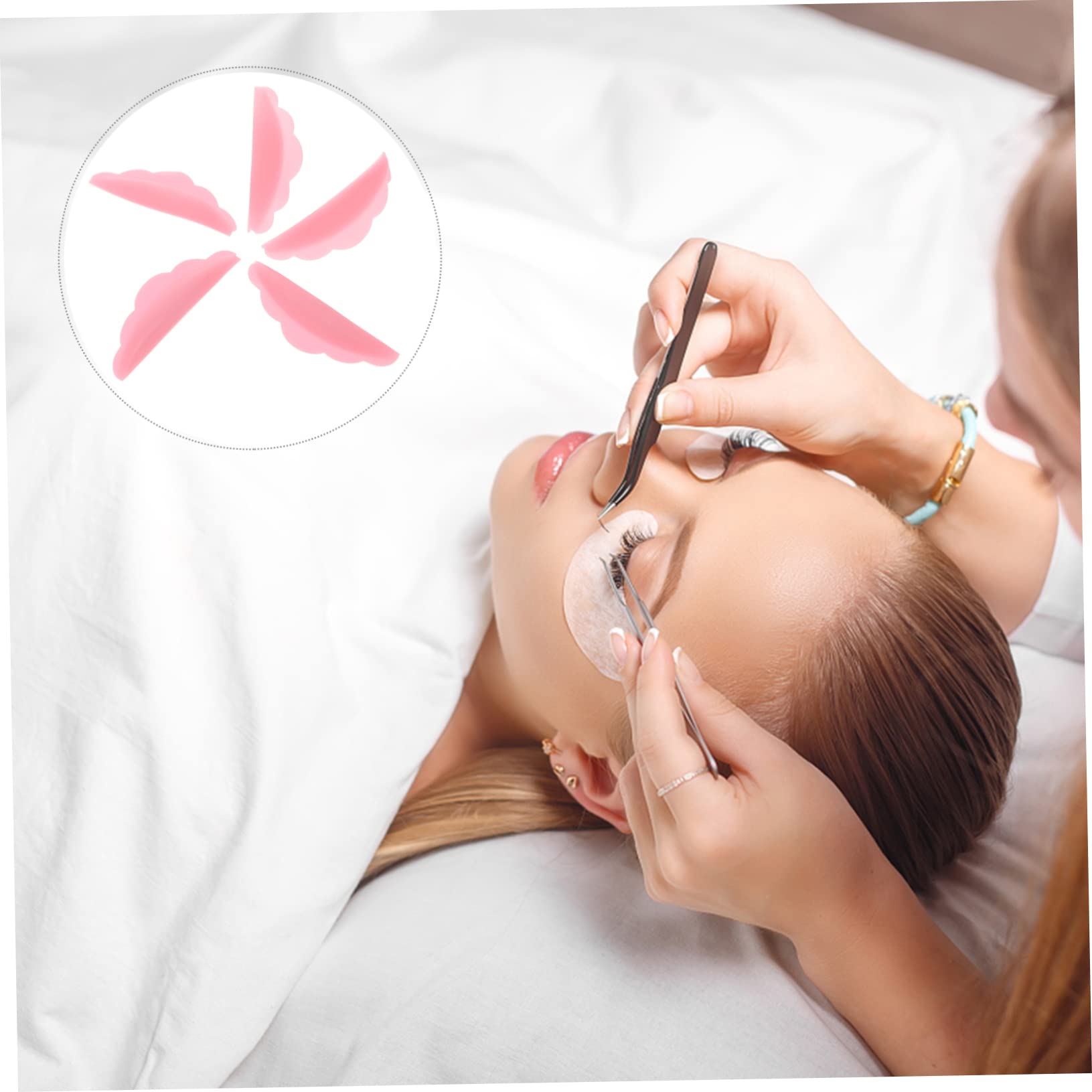 FOMIYES Silicone Eyelash Lifting Pads - 25 Pairs Reusable Lash Lift Perm Tool with Separator for Natural Curly Lashes (Pink) - Perfect for At-Home Salon & Professional Lash Treatments