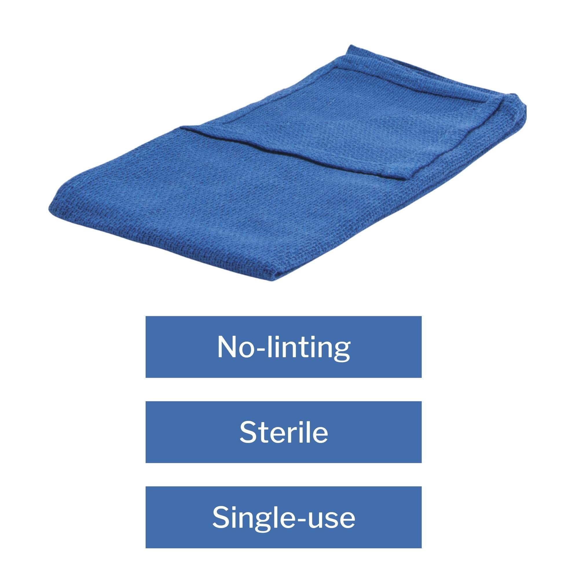McKesson Sterile Disposable O.R. Towels - Pre-Washed Cotton Plain Weave, Blue, 17