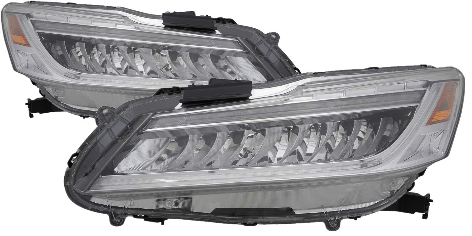 2016-2017 Honda Accord Sedan LED Headlights Set - Driver & Passenger Side Replacement Lamps | Enhanced Night Visibility & Modern Style for Daily Commuting and Road Trips