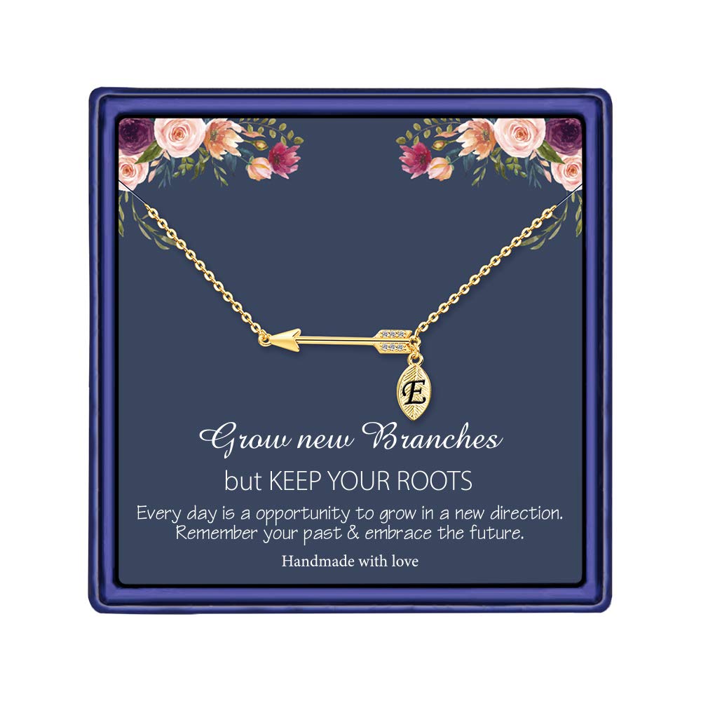 MONOOC Class of 2023 Graduation Gifts - Personalized Initial Leaf Arrow Necklace for Women & Girls | Perfect High School & College Graduation Jewelry Gift | Great for Ceremonies, Parties & Special Occasions