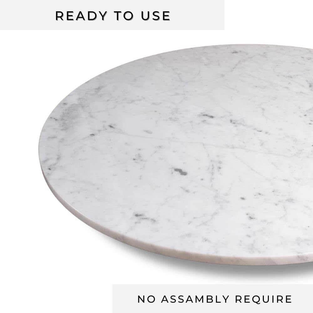18-Inch Carrara Marble Lazy Susan - Elegant Rotating Serving Tray for Dining Table | Perfect Kitchen Decor & Housewarming Gift | Ideal for Weddings, Parties, and Everyday Entertaining