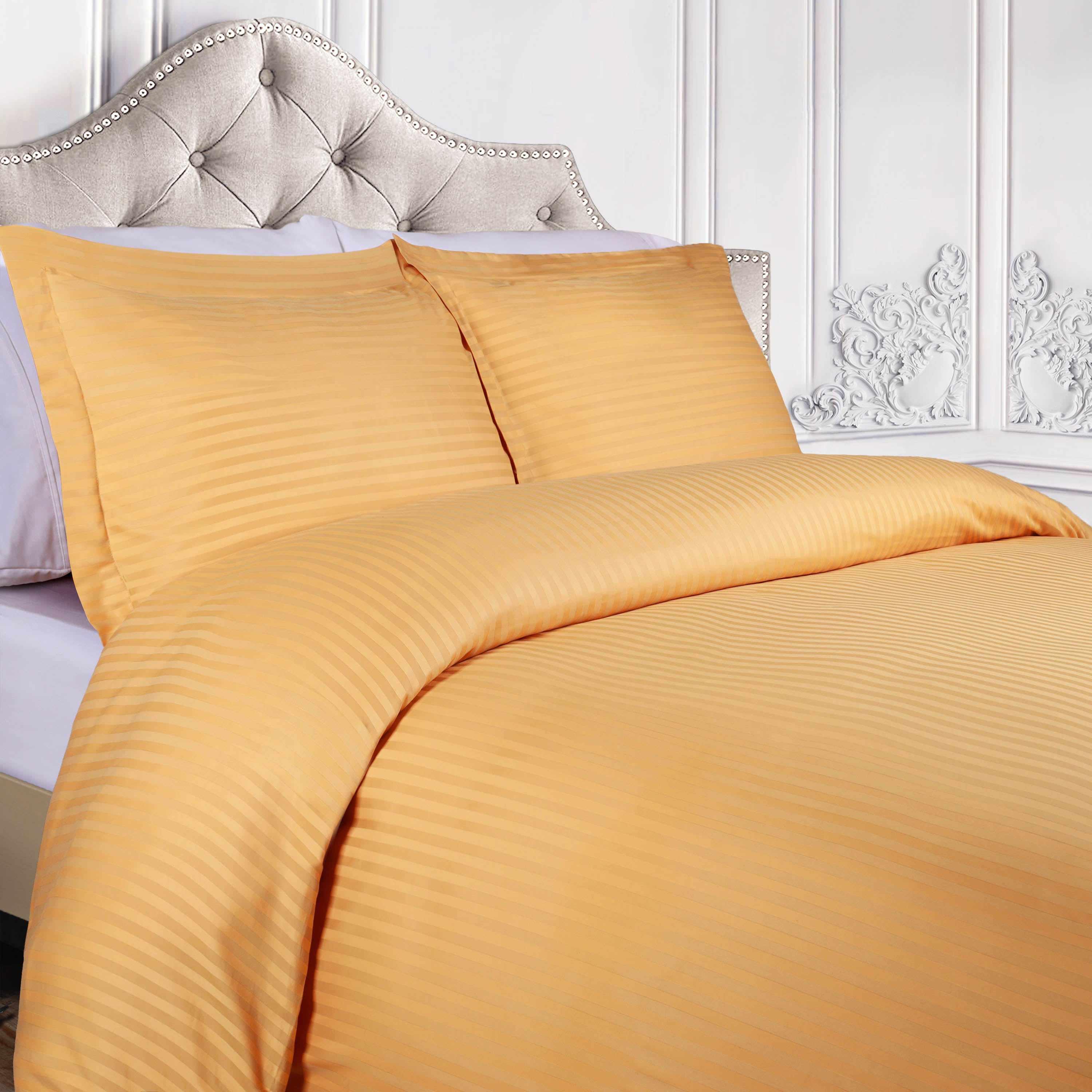 400 Thread Count Lightweight Stripe Egyptian Cotton Duvet Cover Set - Queen Size, Breathable & Soft Bedding for All Seasons - Perfect for Master Bedroom, Guest Room & Hotel Use