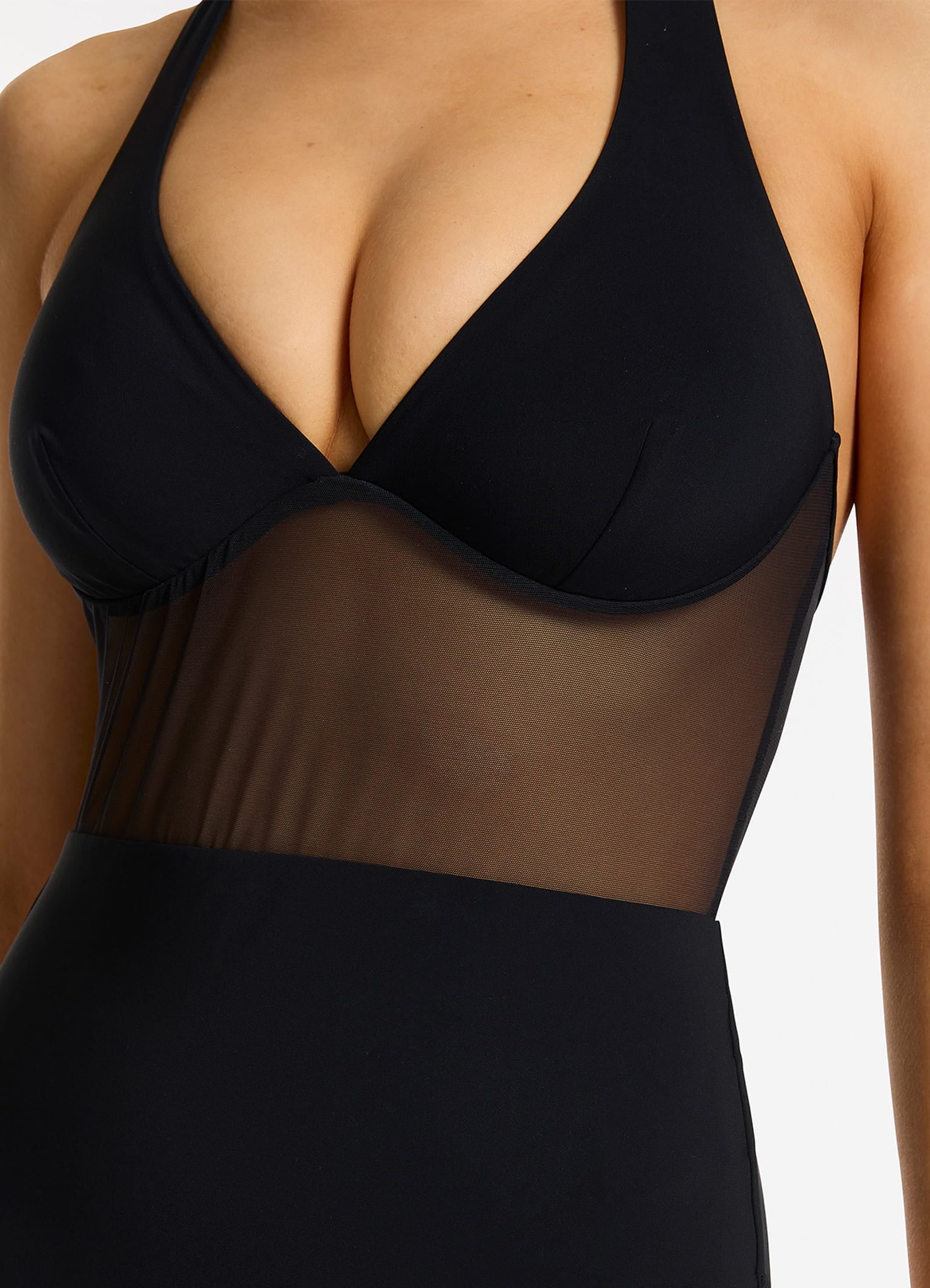 Jetset Lure Plunge Halter One Piece Swimsuit - Black | Sexy Monokini Bathing Suit for Beach, Pool & Vacation
