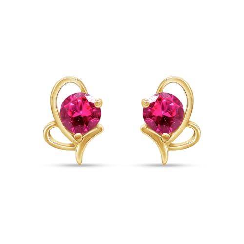 Yellow Gold Plated Silver- Simulated Ruby