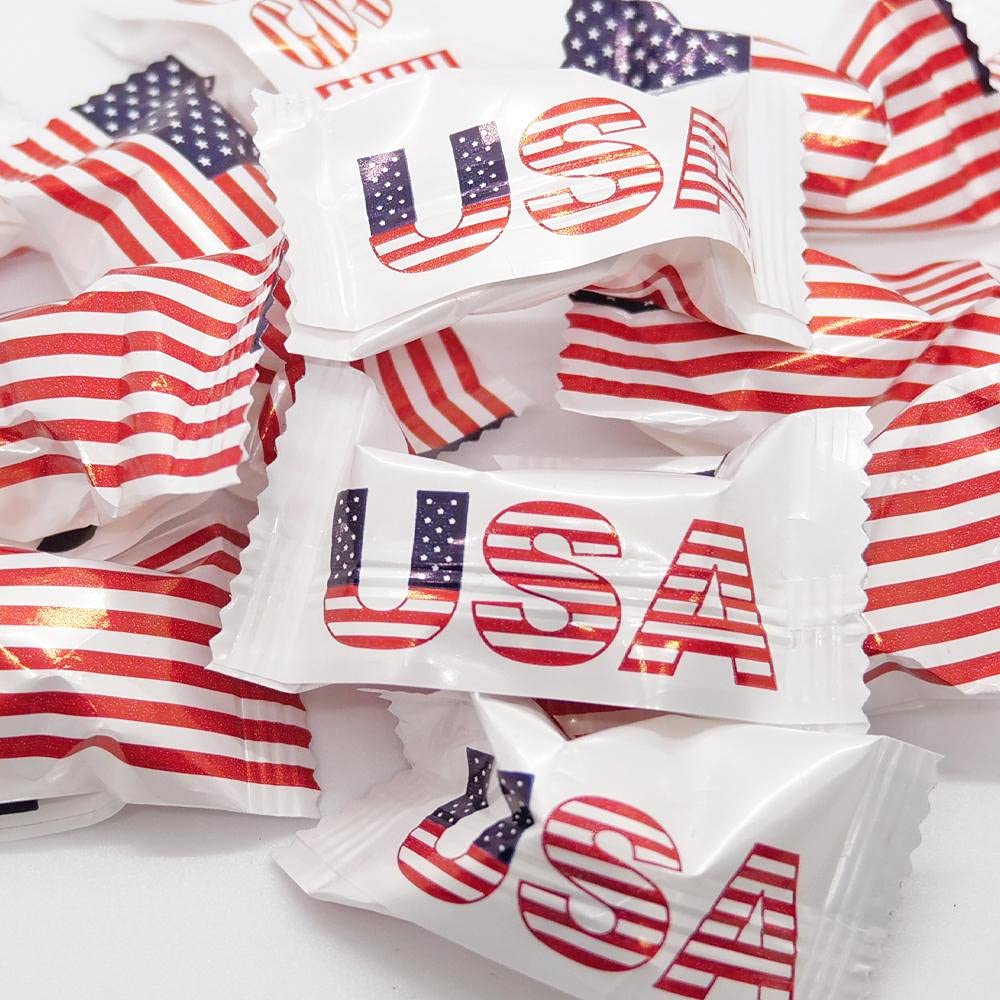 USA Flag Wrapped Buttermints - 110 Count Bulk Bag | Patriotic Party Favors, Wedding & Hospitality Mints for Events, Offices & Hotels