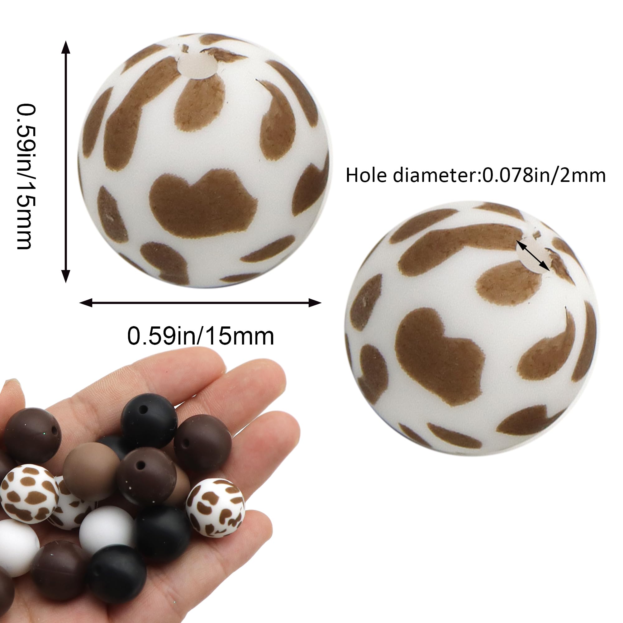 15mm Silicone Beads Bulk 50Pcs - DIY Jewelry Making for Bracelets & Keychains