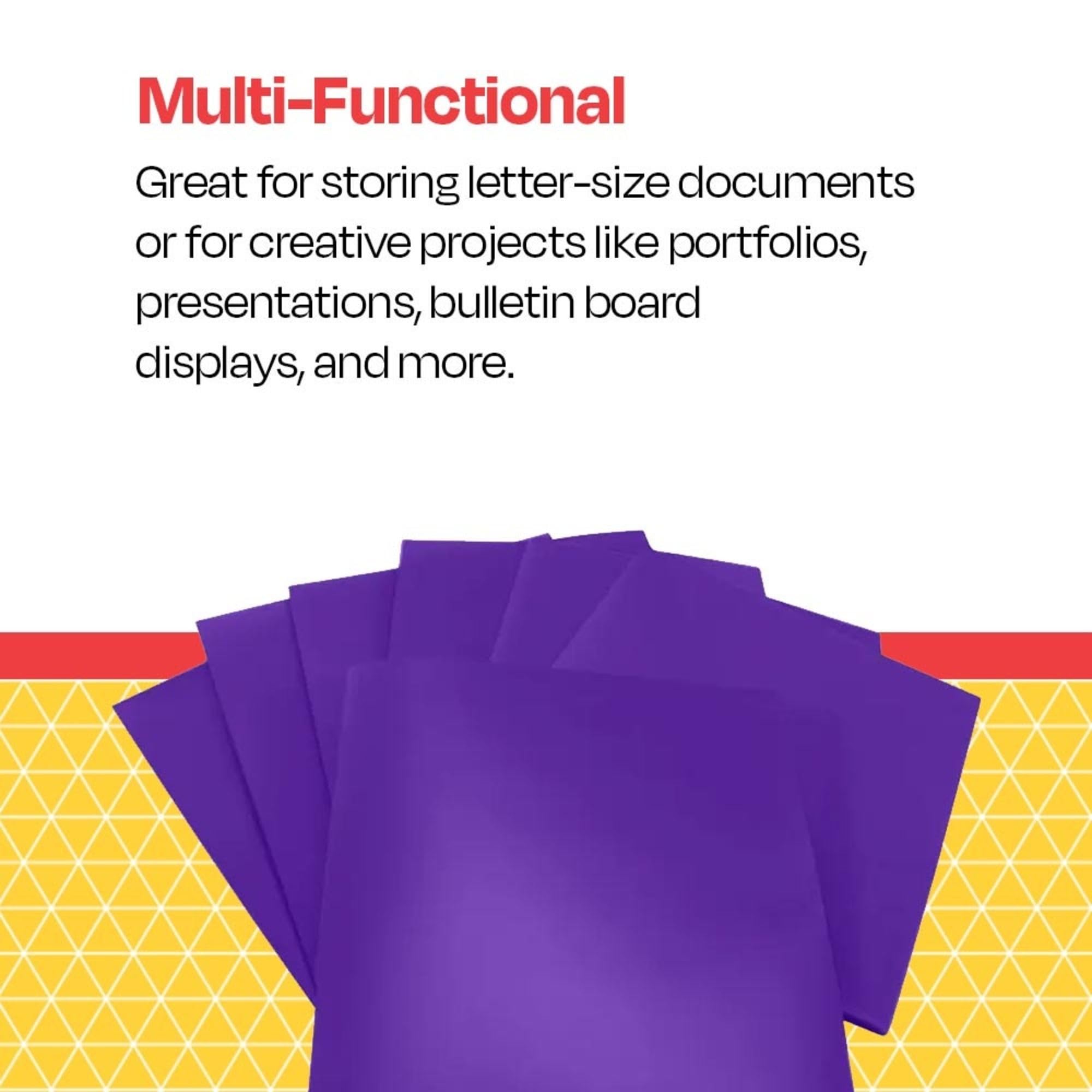 School Smart 2-Pocket Poly Folders - Purple (Pack of 25) | Durable Plastic Folders for Classroom, Office & Home Organization | Perfect for Students, Teachers & Professionals