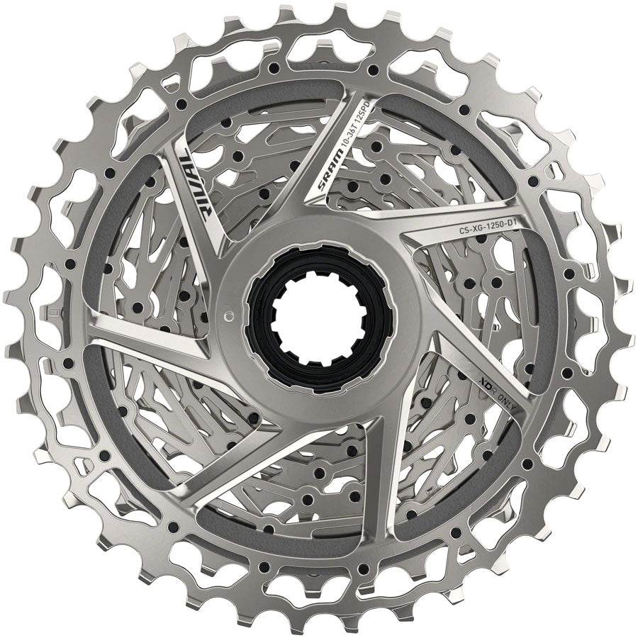 SRAM Rival AXS XG 1250 Cassette - 12 Speed, 10-36T, Silver, XDR Driver Body Compatible (D1) | High-Performance Drivetrain for Road & Gravel Bikes