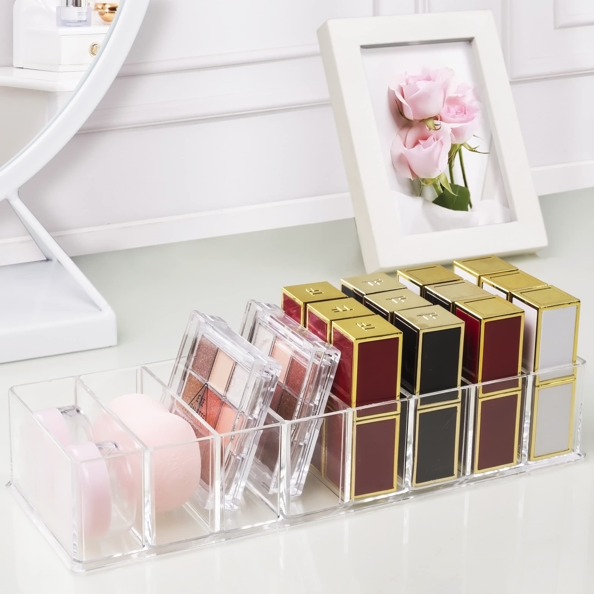 8-Compartment Acrylic Makeup Organizer with Detachable Drawers - Clear Cosmetic Storage Box for Jewelry, Cosmetics & Accessories - Perfect for Vanity, Bathroom, Dresser & Kitchen Organization