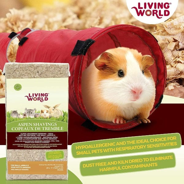 Living World Aspen Shavings for Small Animals - Natural Bedding for Hamsters, Rabbits & Guinea Pigs - Dust-Free Small Pet Cage Liner for Comfort & Odor Control