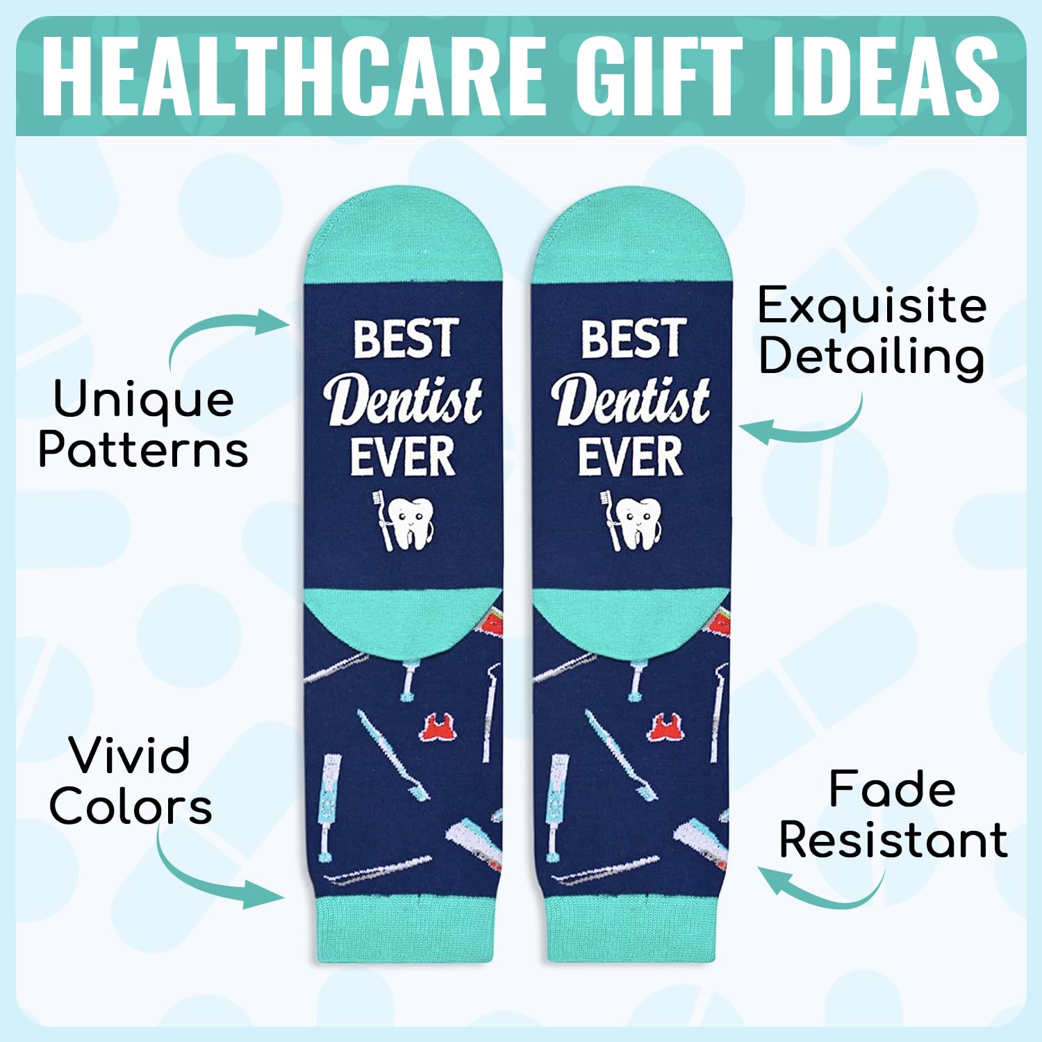Zmart Funny Doctor Socks - Perfect Gifts for Doctors, Dentists & Surgeons | Doctor Appreciation Day, Dentist Day & Medical Professional Gifts | Great for White Coat Ceremony, Medical School Graduation & Healthcare Worker Appreciation