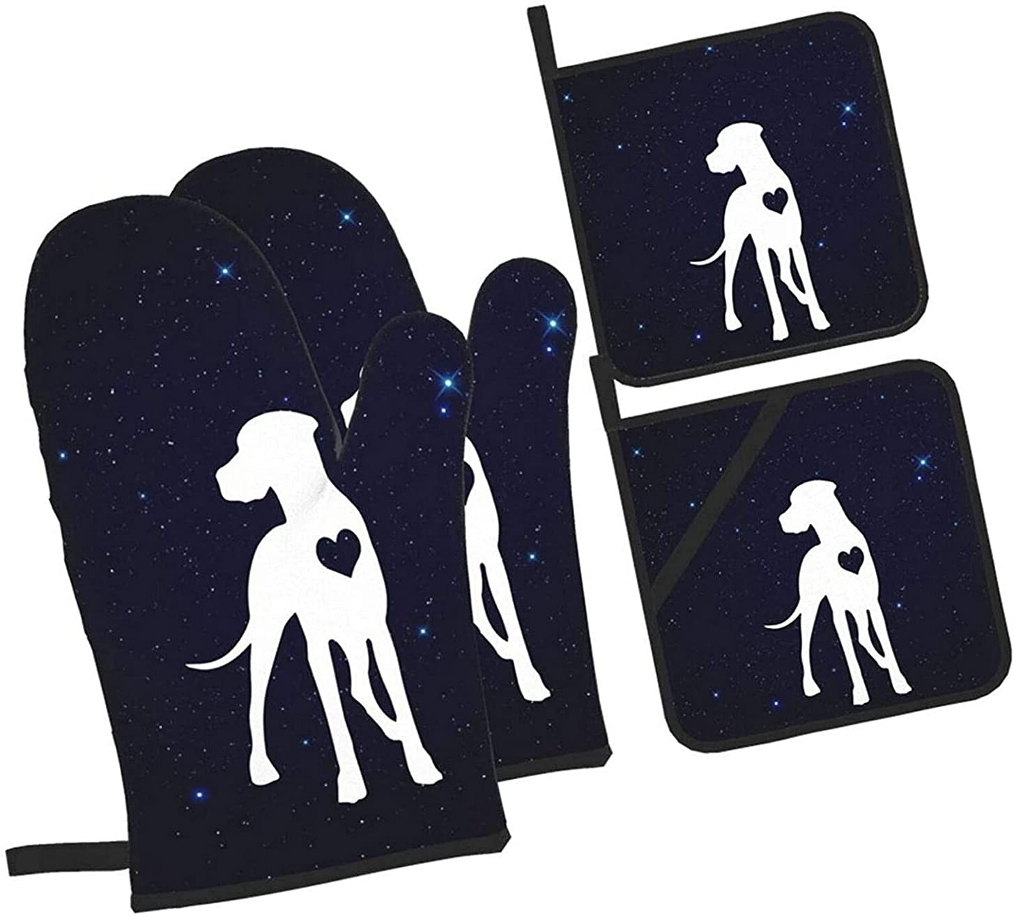 Premium Great Dane Oven Mitts & Pot Holders Set of 4 - Heat Resistant Kitchen Accessories for Baking, Grilling & Cooking - Perfect for Home Chefs & Holiday Gifts