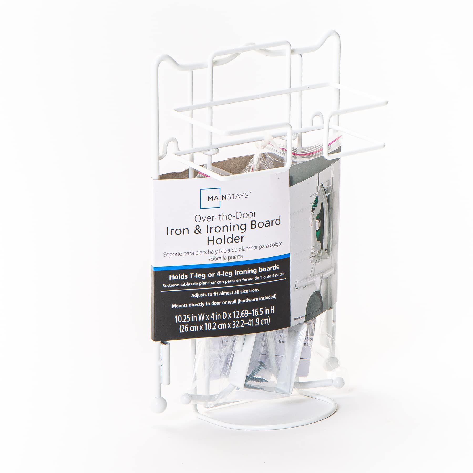 Mainstays White Over-The-Door Iron & Ironing Board Holder - Space Saving Storage Solution for Irons & Ironing Boards - Perfect for Bedrooms, Laundry Rooms & Small Apartments