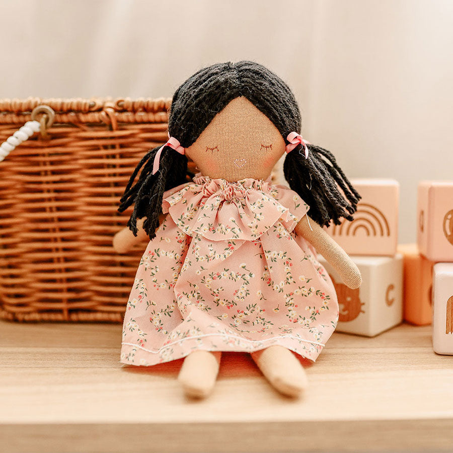 Alimrose Mini Matilda Sleeping and Awake Doll with Posy Heart - Perfect for Kids' Bedtime, Nursery Decor, and Collectible Gift Giving