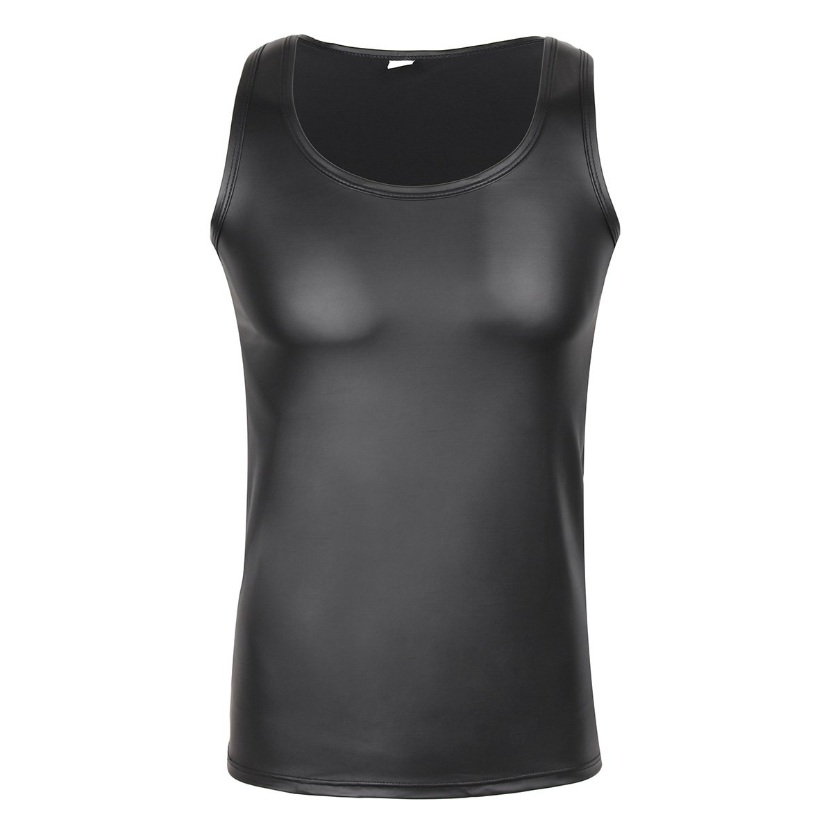 iiniim Men's Faux Leather Vest Undershirt - Sleeveless Muscle Tank Top for Gym, Fitness & Casual Wear | Breathable Workout Shirt for Bodybuilding & Street Style