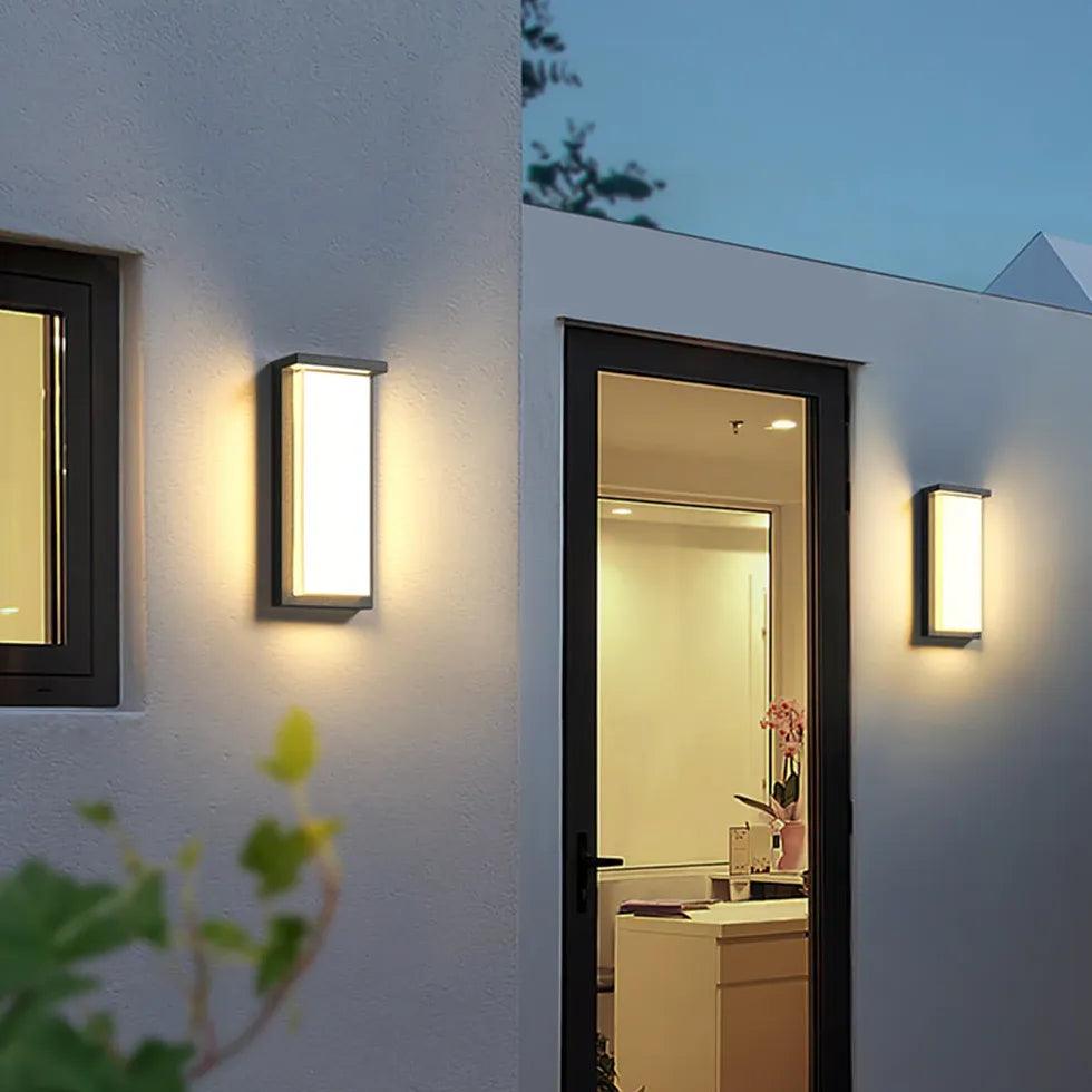 Solar Powered LED Outdoor Wall Lights - Waterproof Rectangle Design for Patio, Garden, and Porch Lighting - Energy Efficient & Weather Resistant