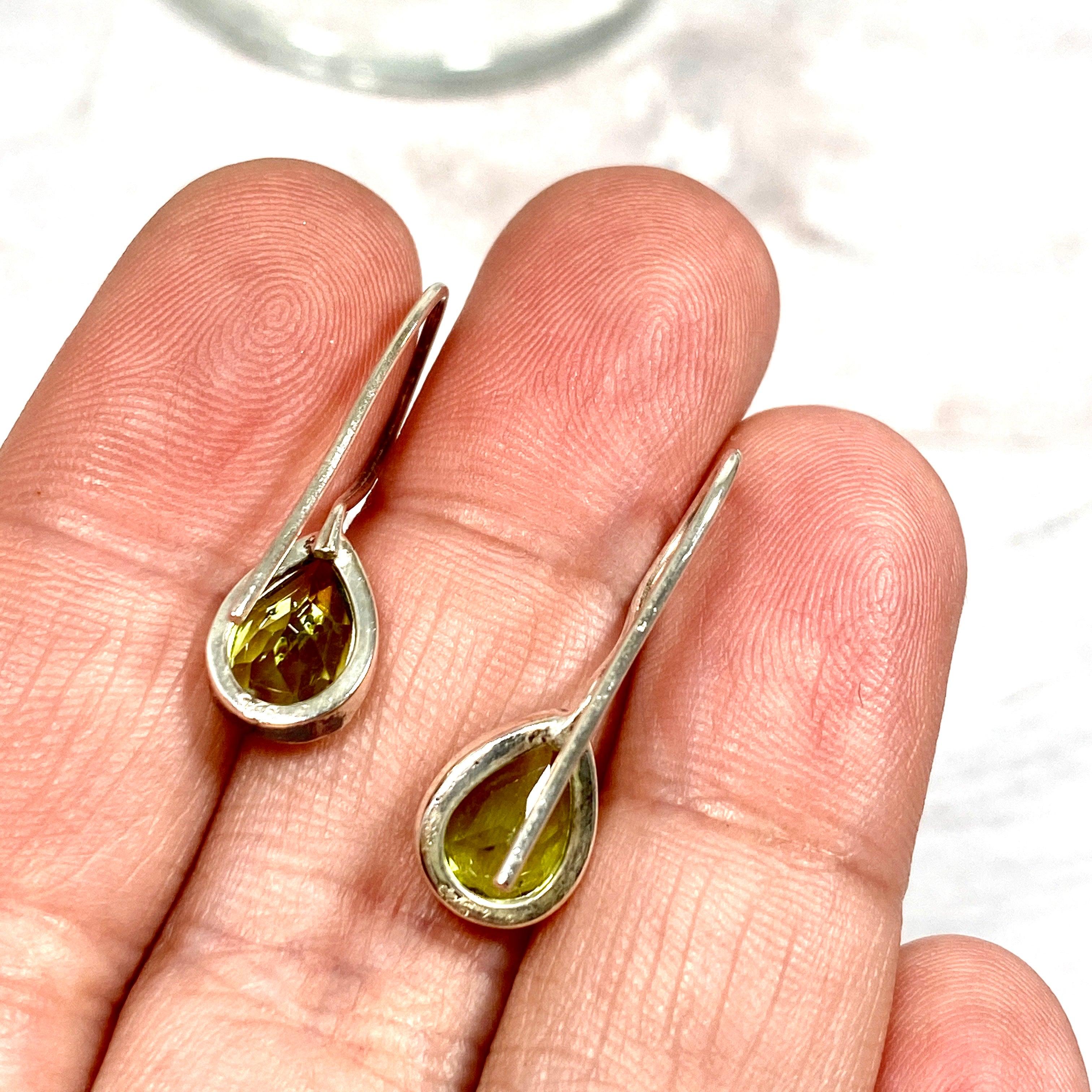 Peridot Faceted Teardrop Earrings - 14K Gold Plated Dangle Drop Earrings for Women, Gift for Her | Perfect for Weddings, Parties & Special Occasions