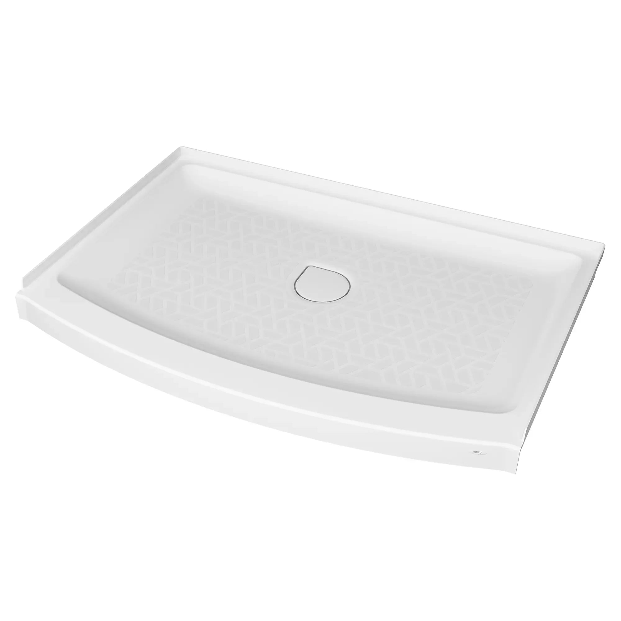48x30 Inch White Curved Shower Base with Center Drain - Non-Slip Bathroom Floor Pan for Walk-In Showers - Perfect for Modern Home & Spa Renovations