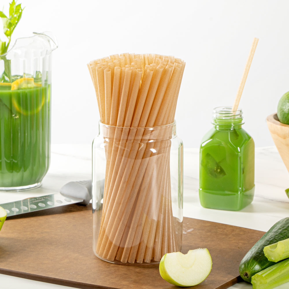 Eco-Friendly Compostable PLA Plastic & Sugarcane Straws - 8 1/4 Inch Biodegradable Drinking Straws (2000 Count) - Perfect for Restaurants, Cafes, Parties & Sustainable Living