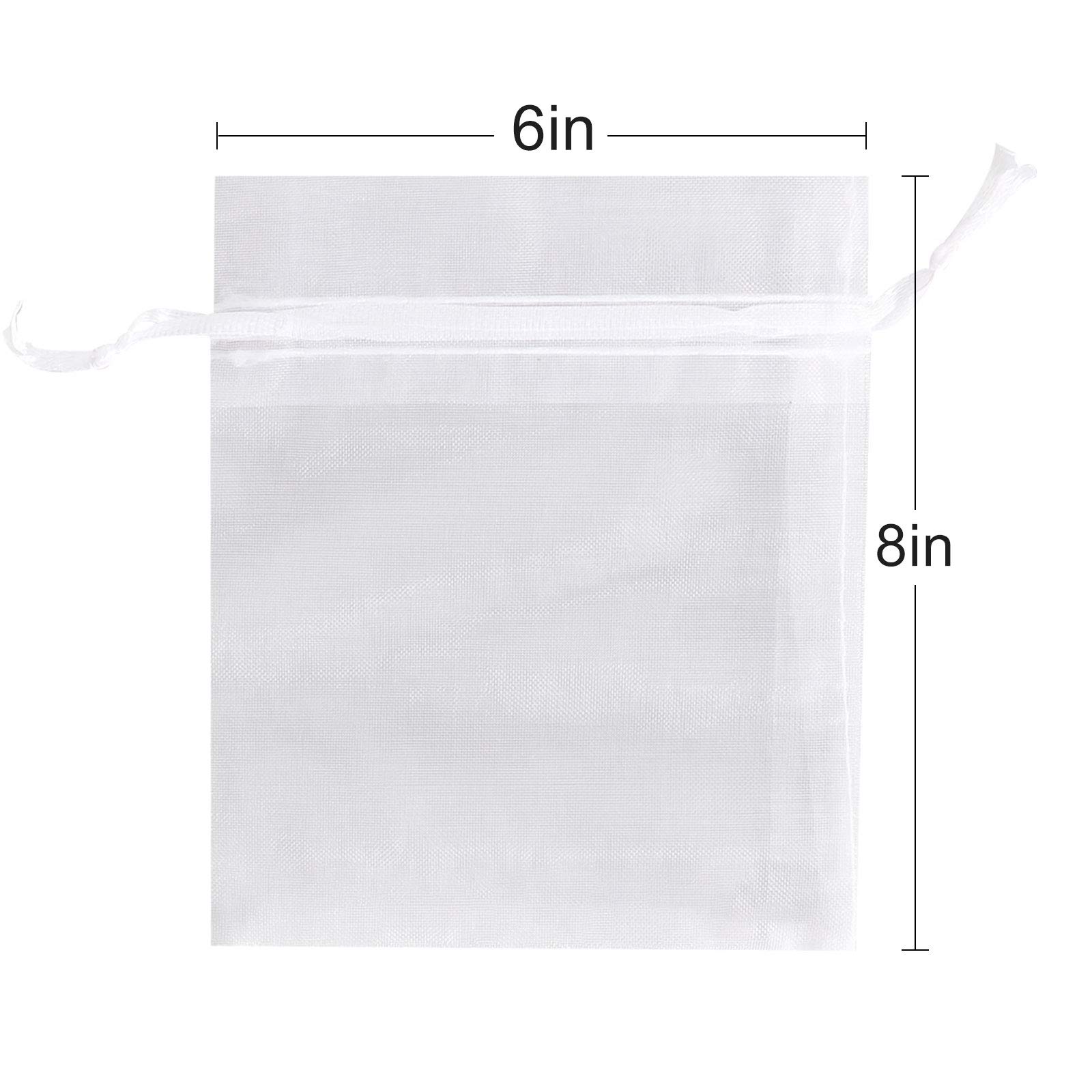 Lautechco 100Pcs White Organza Bags 6x8 Inches - Premium Mesh Drawstring Gift Bags for Christmas, Weddings, Baby Showers & Party Favors