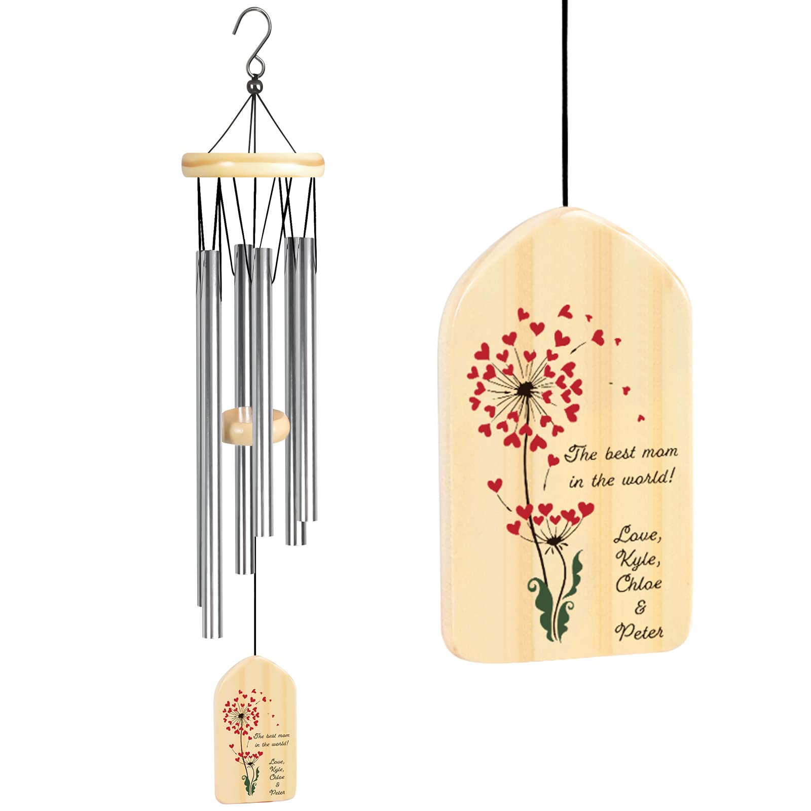 Personalized Wind Chimes for Mom - Thoughtful Mother's Day, Birthday & Christmas Gifts for Women - Perfect for Outdoor Garden, Patio & Home Decor
