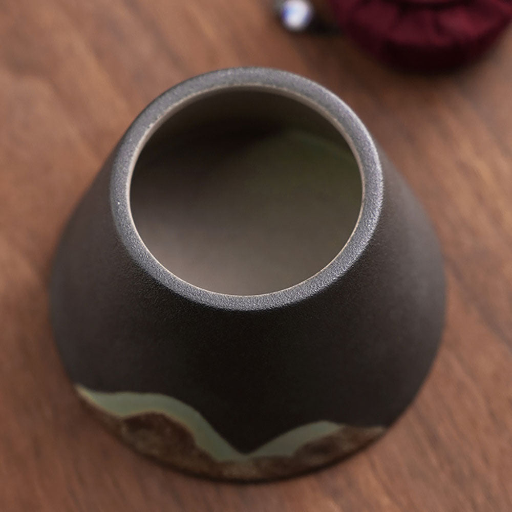 Premium Japanese Mountain Ceramic Tea Caddy - Authentic Handcrafted Green Tea Storage Container for Matcha & Loose Leaf Tea - Perfect for Home, Office & Tea Ceremonies