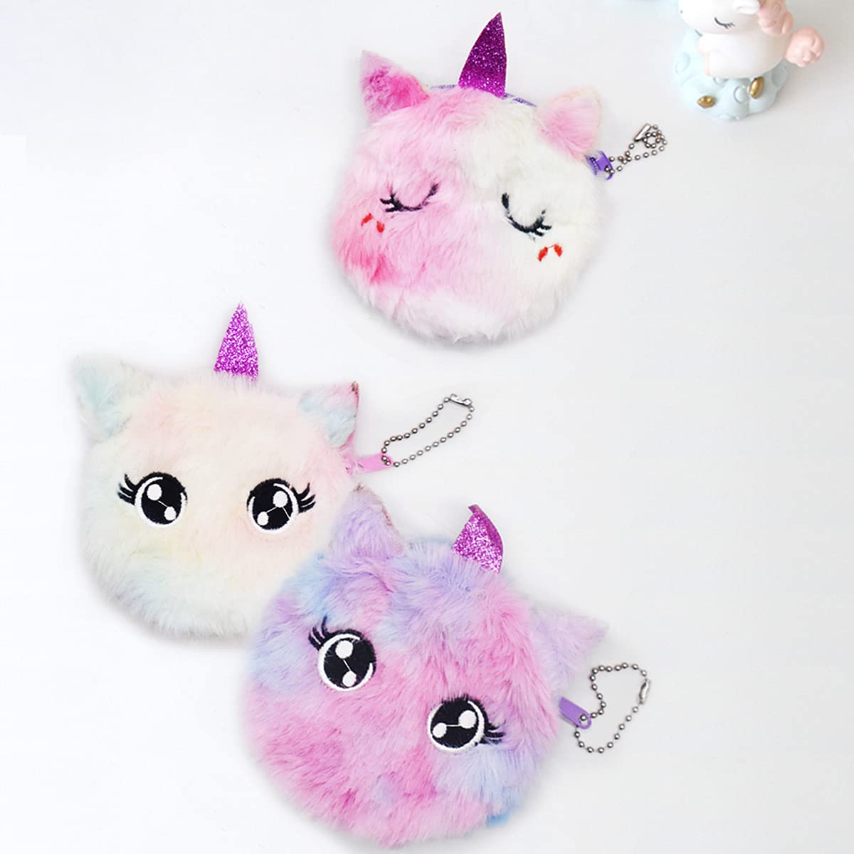 Cute Unicorn Coin Purse Set - 5 Pcs Plush Animal Coin Pouch Wallet for Credit Cards, Keys, Lipstick & Headphones | Perfect Gift for Girls & Women | Ideal for Travel, Shopping & Everyday Use