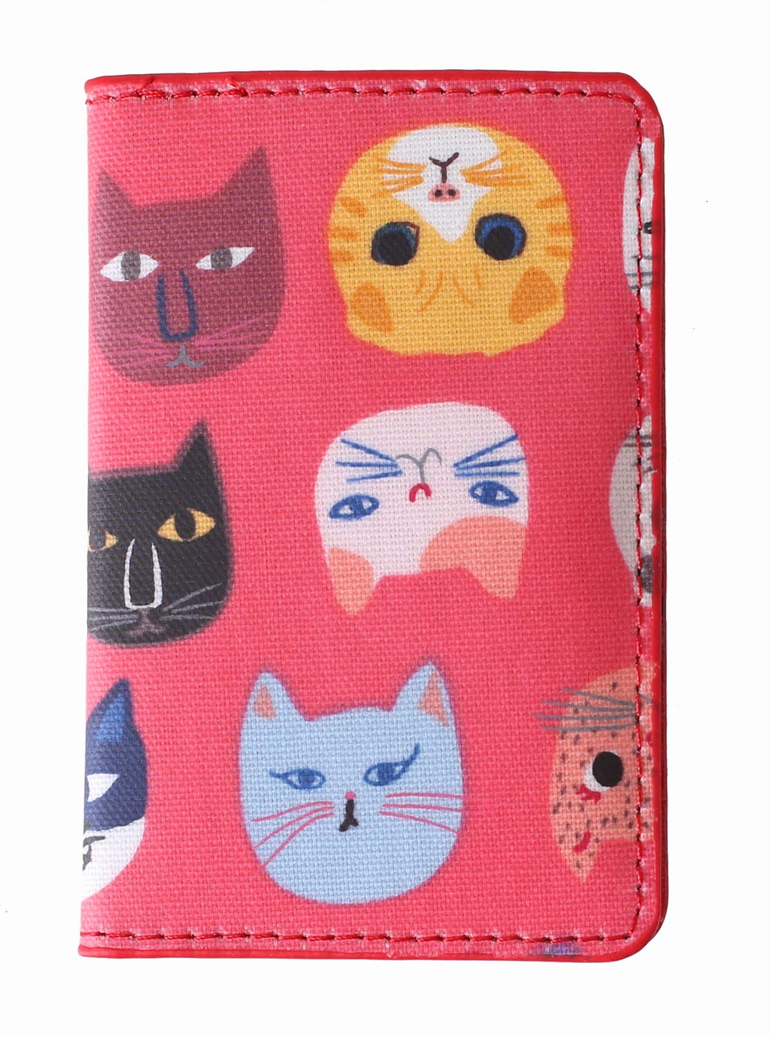 Premium Leather Phone Wallet with ID Card Holder & Stand - Waterproof Adhesive Sticker for iPhone, Samsung & Most Smartphones (Red Cat Design) - Perfect for Work, Travel & Everyday Use