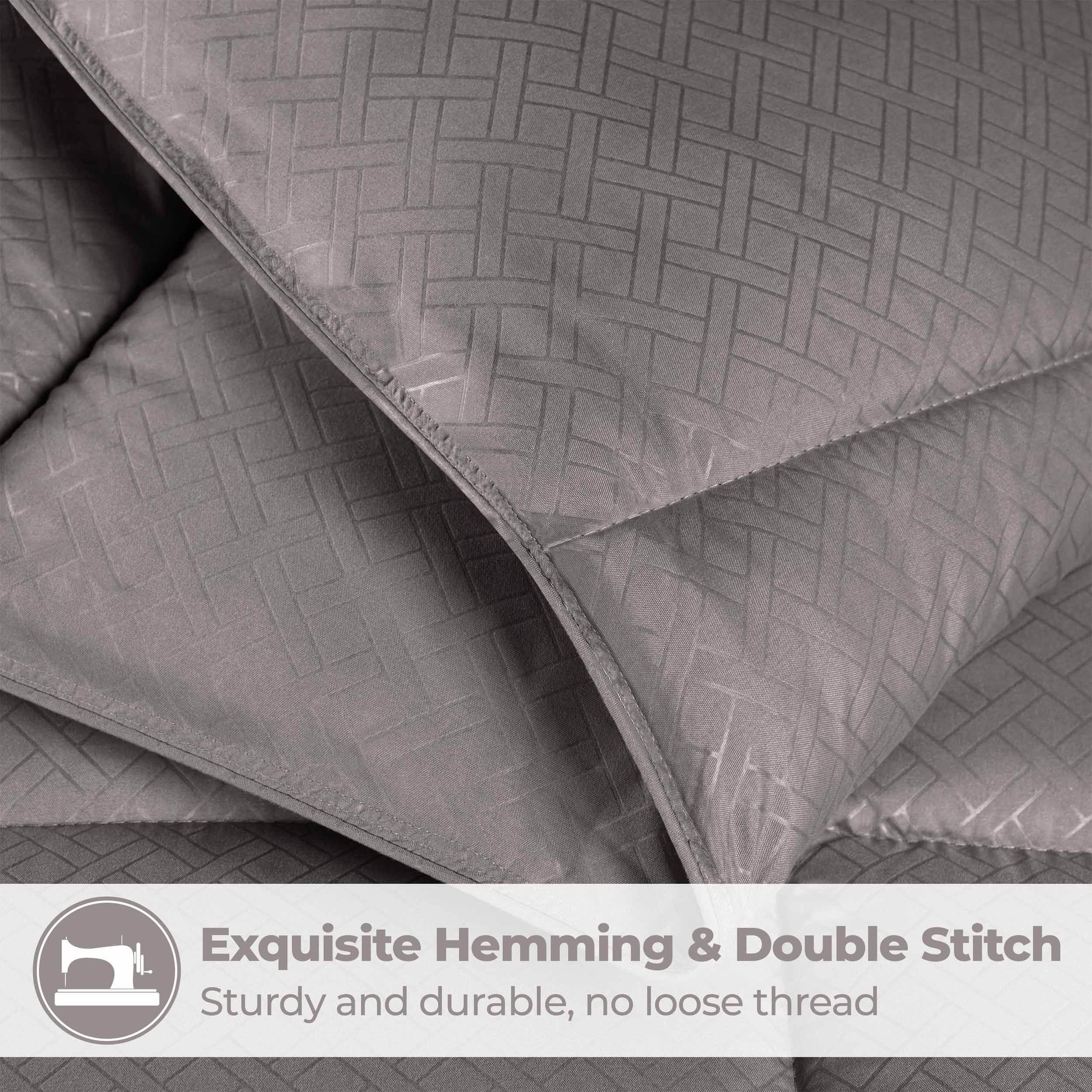 Luxury Basketweave Plush Down Alternative Comforter - Hypoallergenic & Breathable All-Season Bedding for Master Bedroom, Guest Room & Dorm