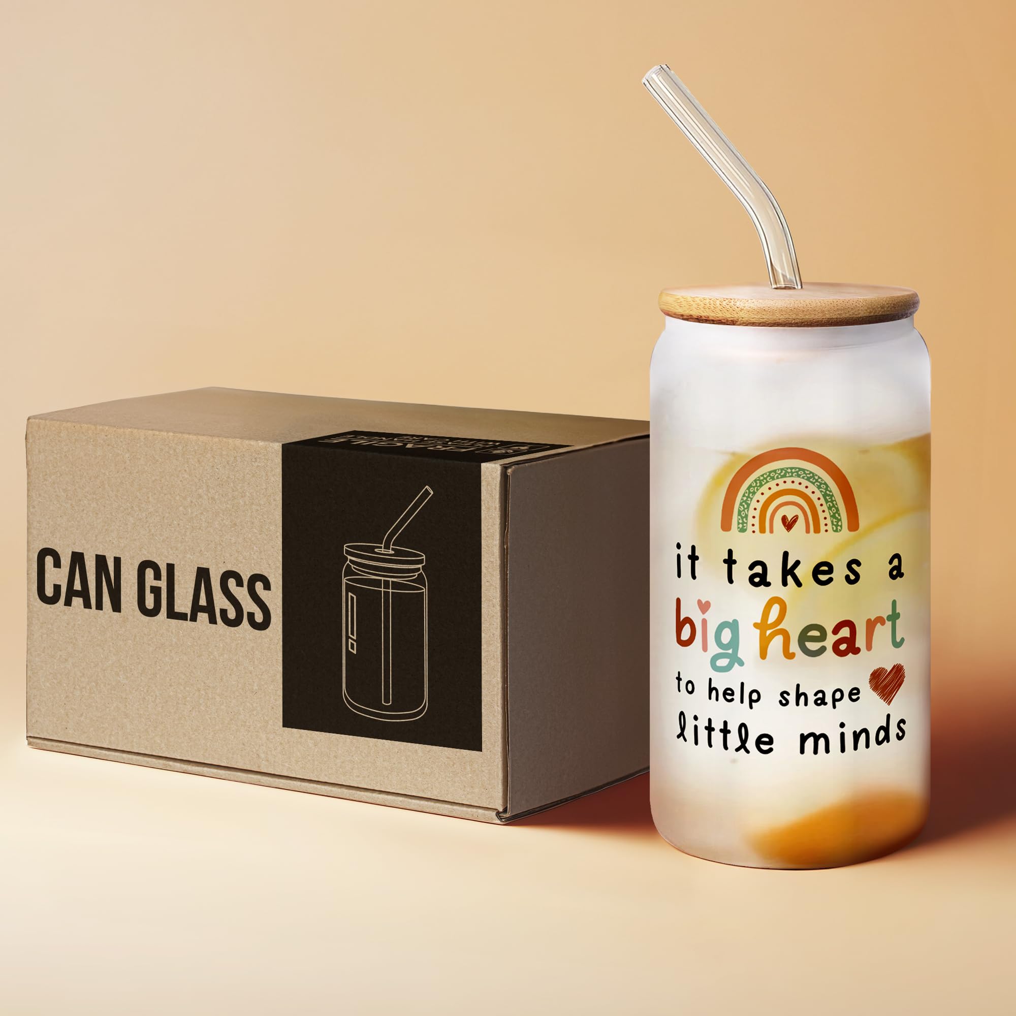 **Personalized Teacher Appreciation Gifts for Women - 16 Oz Custom Glass Tumbler - Thank You Gifts for Teachers, Valentine's Day & Back to School - Ideal for Coffee, Tea, or Smoothies**