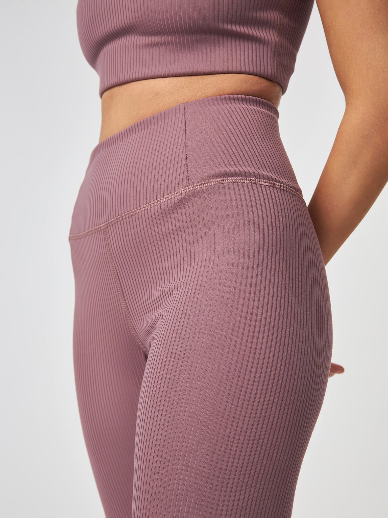 Girlfriend Collective High Waist Compressive Ribbed 7/8 Leggings for Women - Pewter Gray | Yoga, Running & Workout Activewear