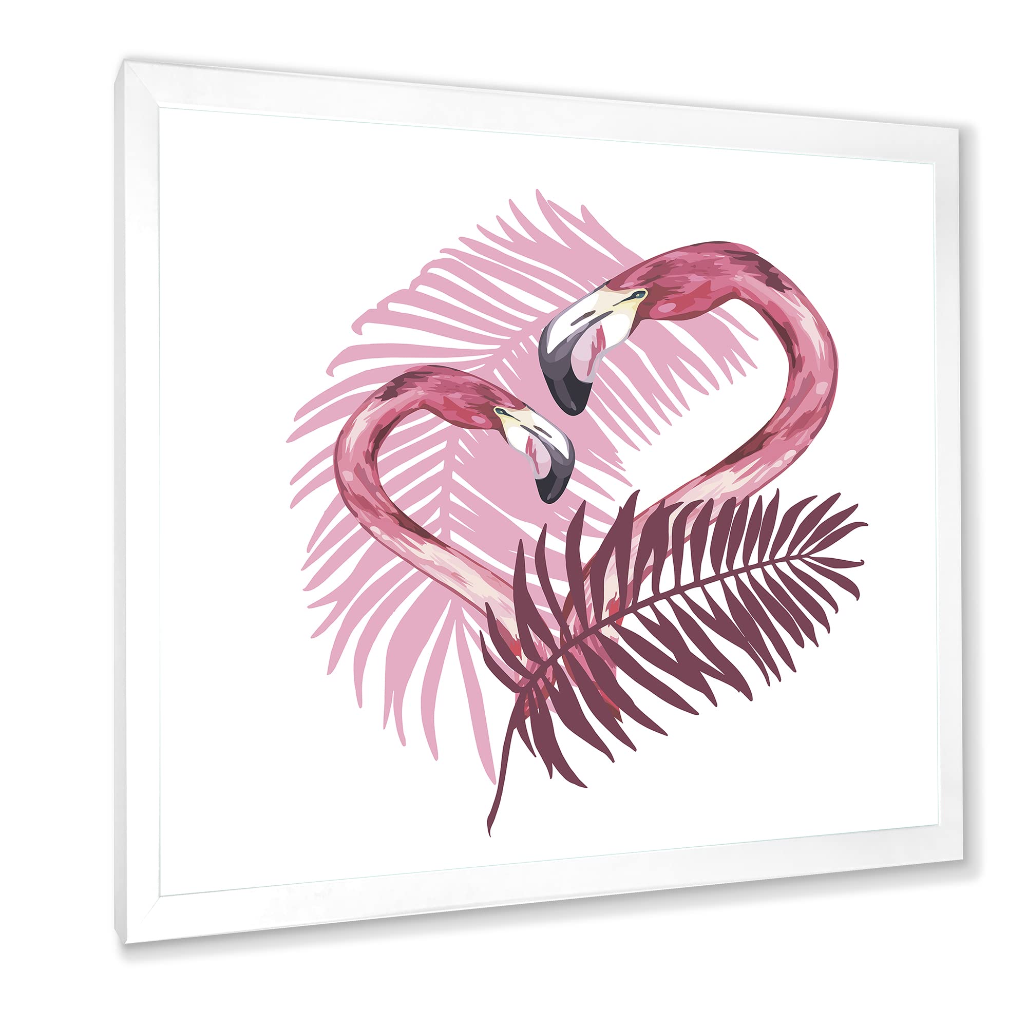 Flamingo in Tropical Summer II - Framed Wall Art Decor for Beach House, Living Room & Bedroom - Vibrant Floral & Bird Painting - Ready to Hang