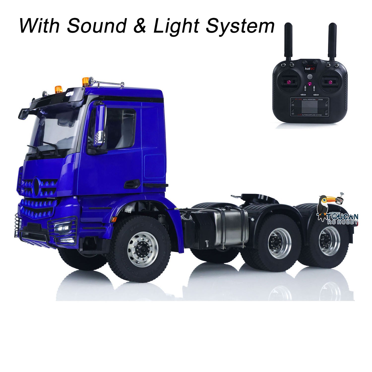 1/14 Scale 6x6 RC Tractor Truck Model - 10CH Radio Controlled, 2-Speed Brush Motor ESC, No Lock Differential Axle - Off-Road Adventure & Construction Site Play