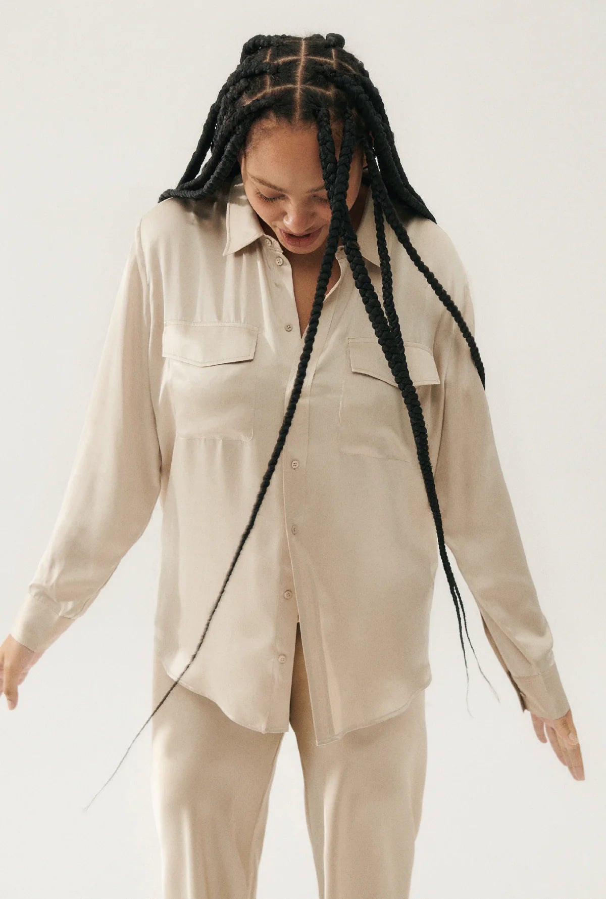 Stylish Hazel Nut Boyfriend Shirt for Women - Casual Oversized Button Down Shirt for Everyday Wear & Layering