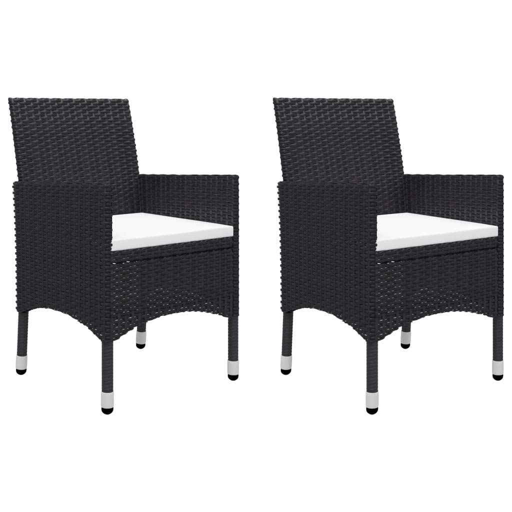 3-Piece Black Poly Rattan Garden Bistro Set with Tempered Glass - Outdoor Patio Furniture for Terrace, Balcony & Backyard Dining