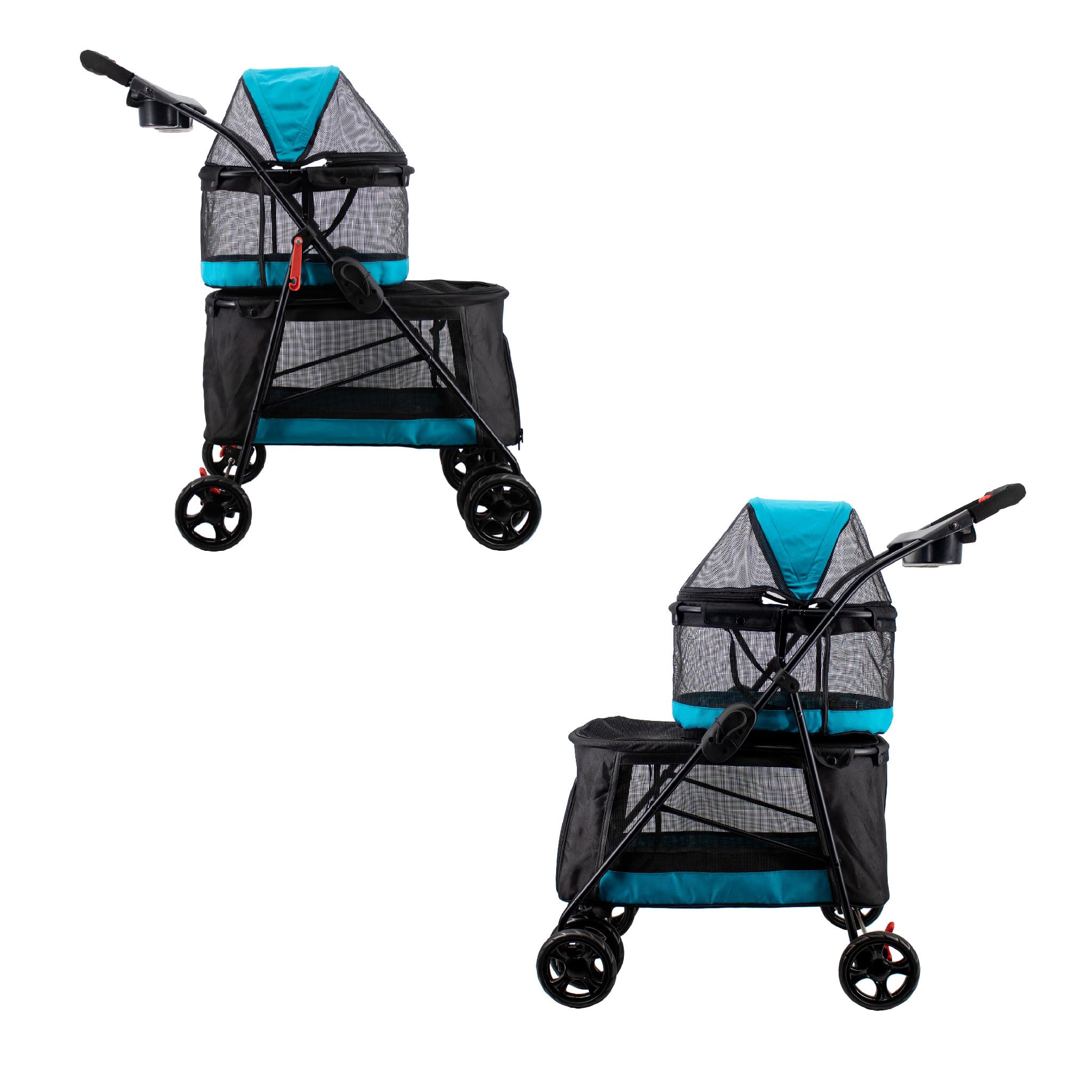 PETIQUE Double Decker Pet Stroller - 11.53lb Teal for Small Dogs & Cats