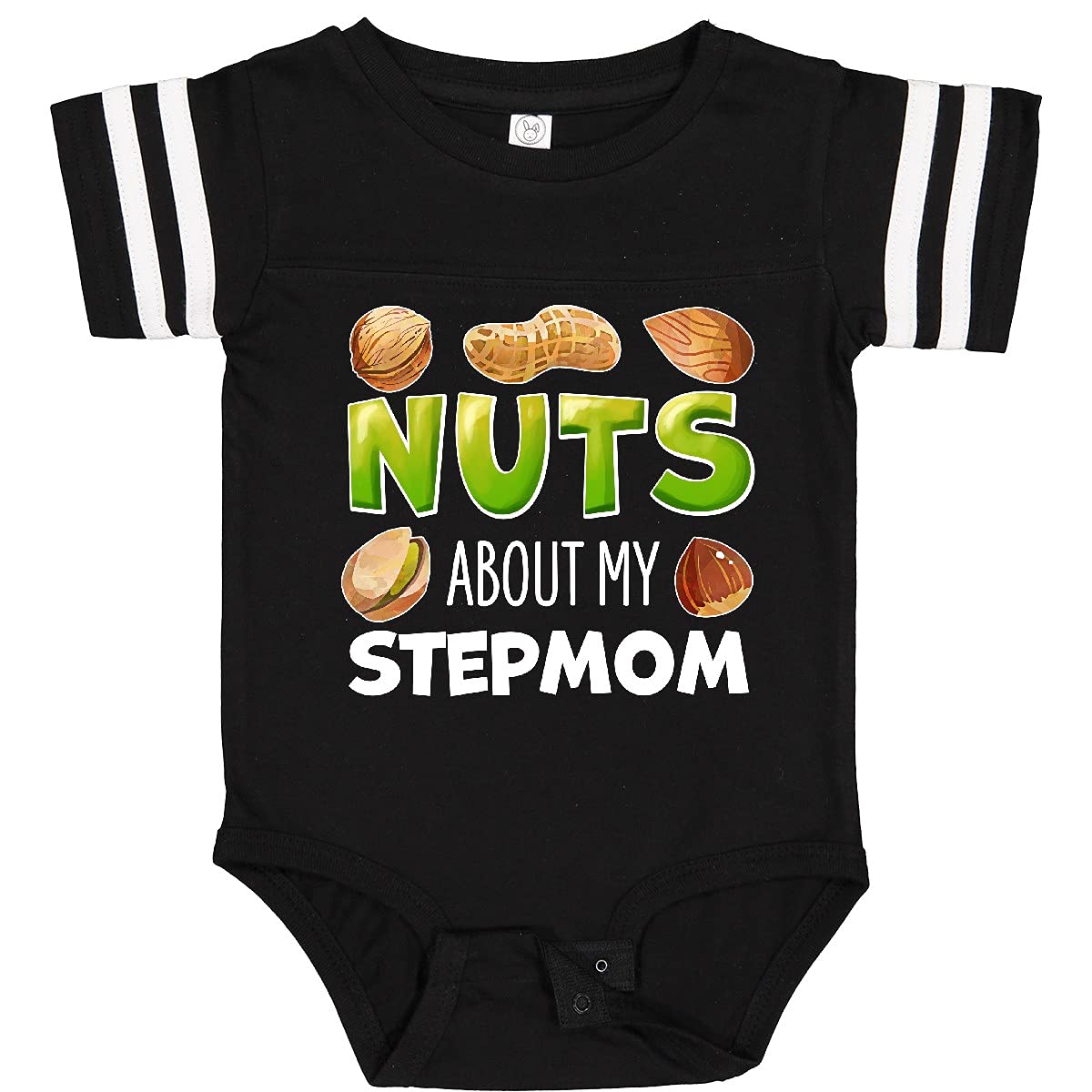 Inktastic Nuts About My Stepmom Peanut Almond Pistachio Baby Bodysuit - Cute Funny Infant Onesie for Stepfamily Love, Baby Shower Gift & Family Reunions