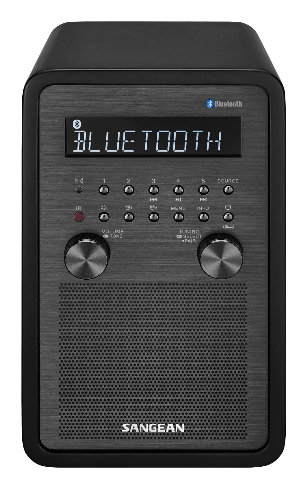 Sangean Bluetooth AM/FM Alarm Clock Radio with Large Backlit LCD Display - Dual Alarm, Easy to Read, Wireless Speaker for Bedroom, Office, and Home Use