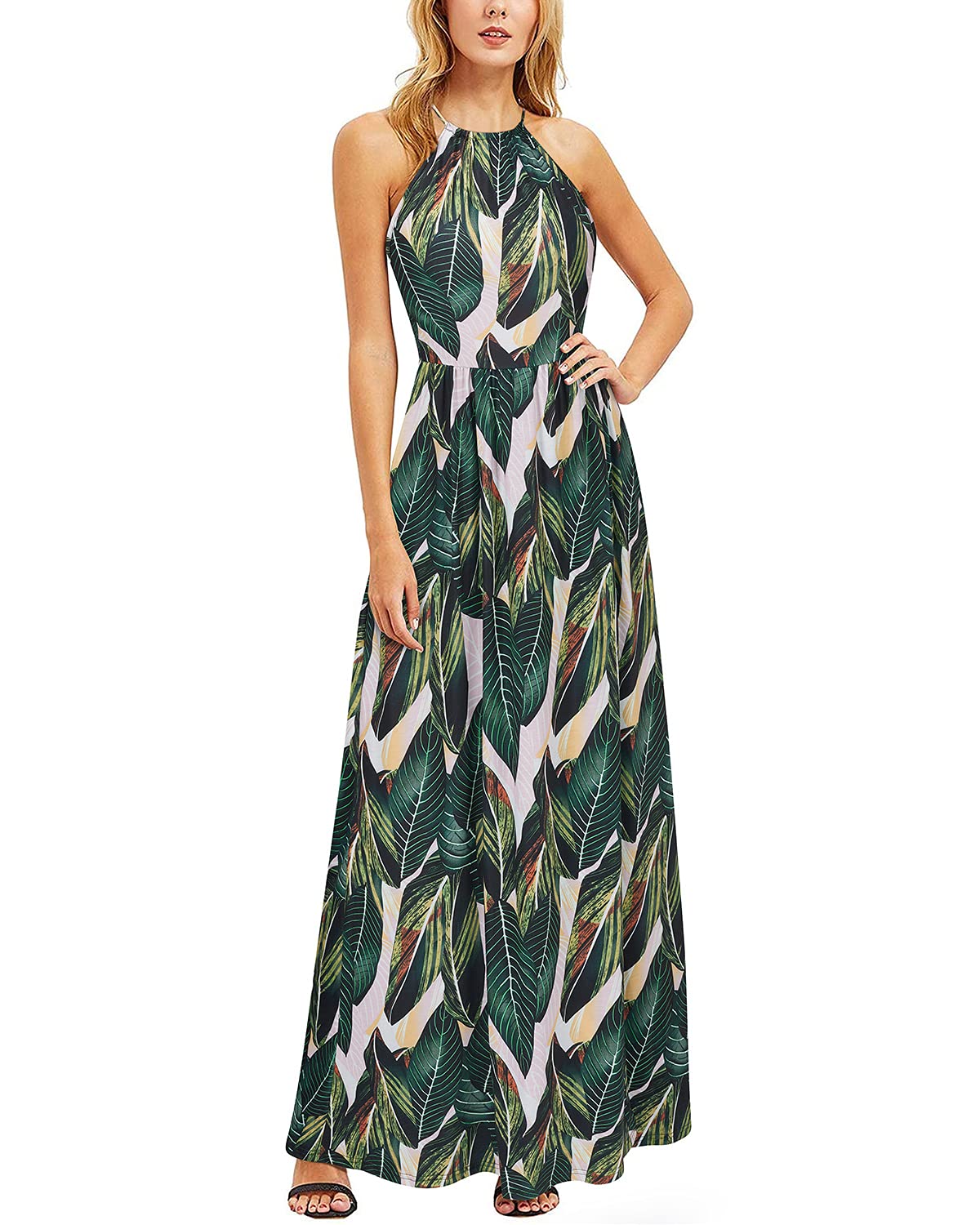KILIG Women's Summer Maxi Dress 2025 - Casual Sleeveless Floral Sundress with Side Slit, Flowy Long Beach Dress for Vacation, Pool Party & Outdoor Date Night