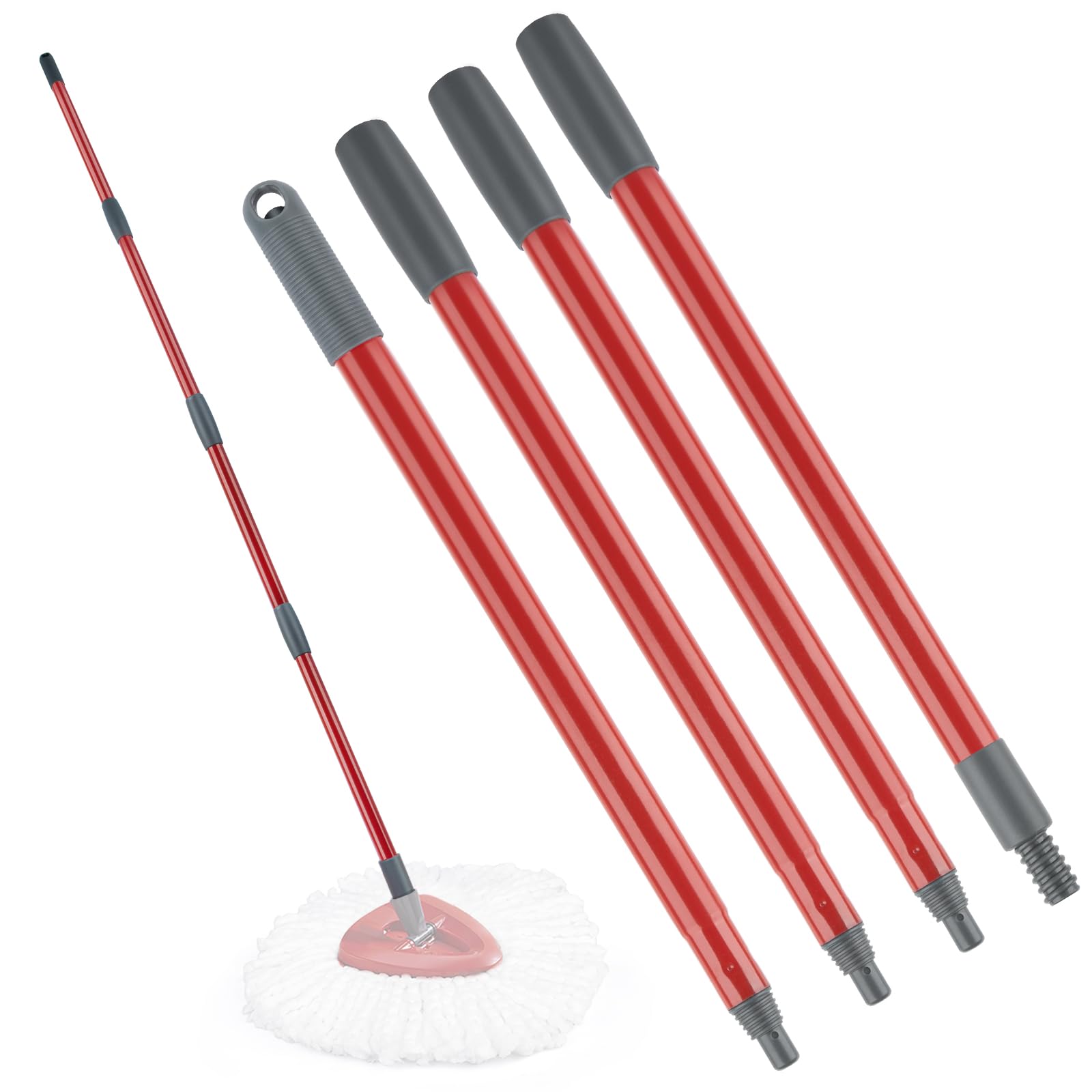 O Cedar Spin Mop Handle Replacement - 4-Section Adjustable 30-58 Inch Mop Stick for Floor Cleaning (Compatible with O Cedar Spin Mop & Bucket) - Perfect for Hardwood, Tile & Laminate Floors