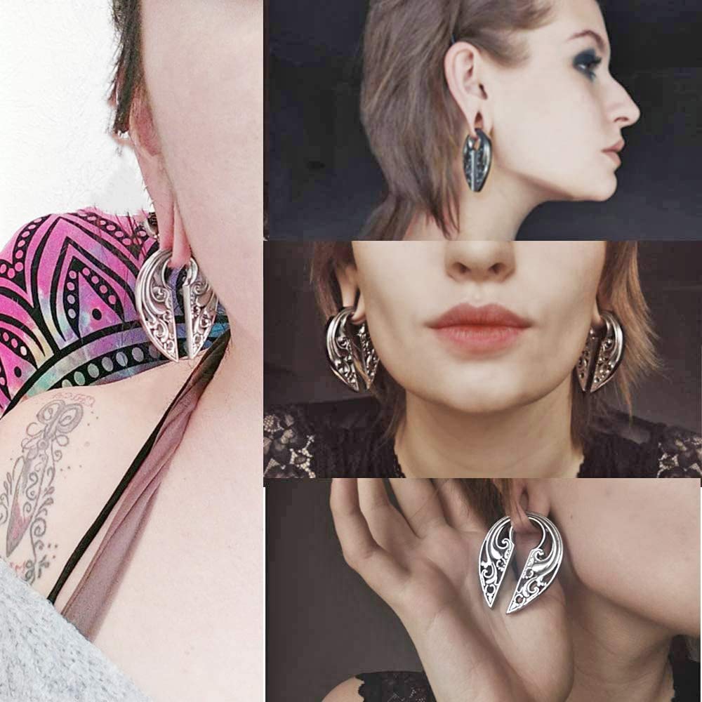 Tribal Antique Vintage Keyhole Ear Weights for Stretched Lobes - Heavy Ear Expander Piercing Jewelry for Boho & Festival Fashion