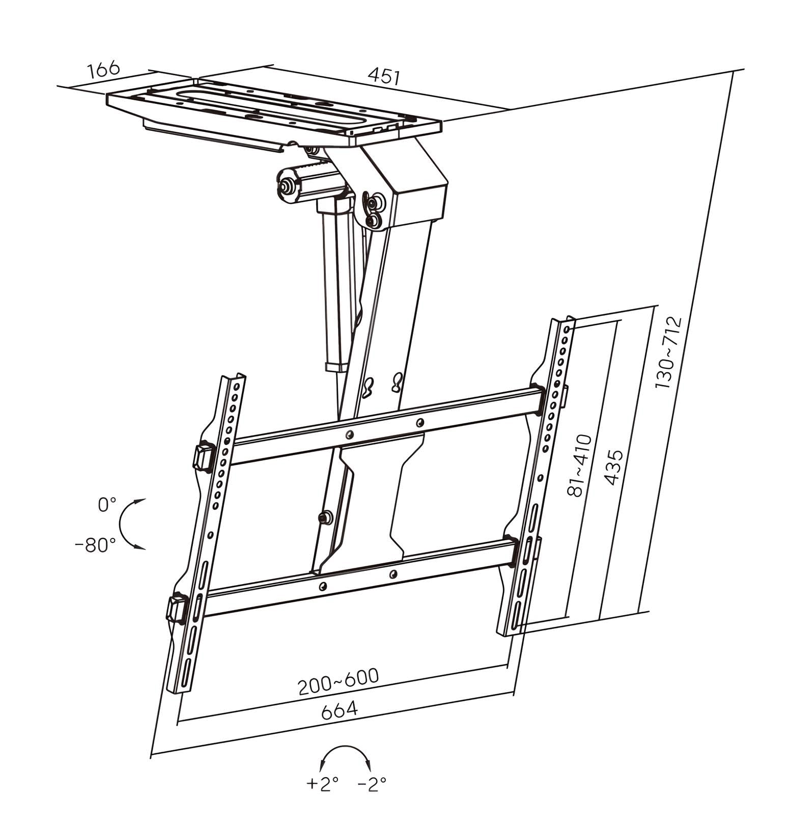 Allcam Electric Motorized TV Ceiling Mount Bracket for 42-65 Inch LCD/LED TVs - Supports up to 600x400mm VESA - Perfect for Home Theaters, Living Rooms & Commercial Spaces