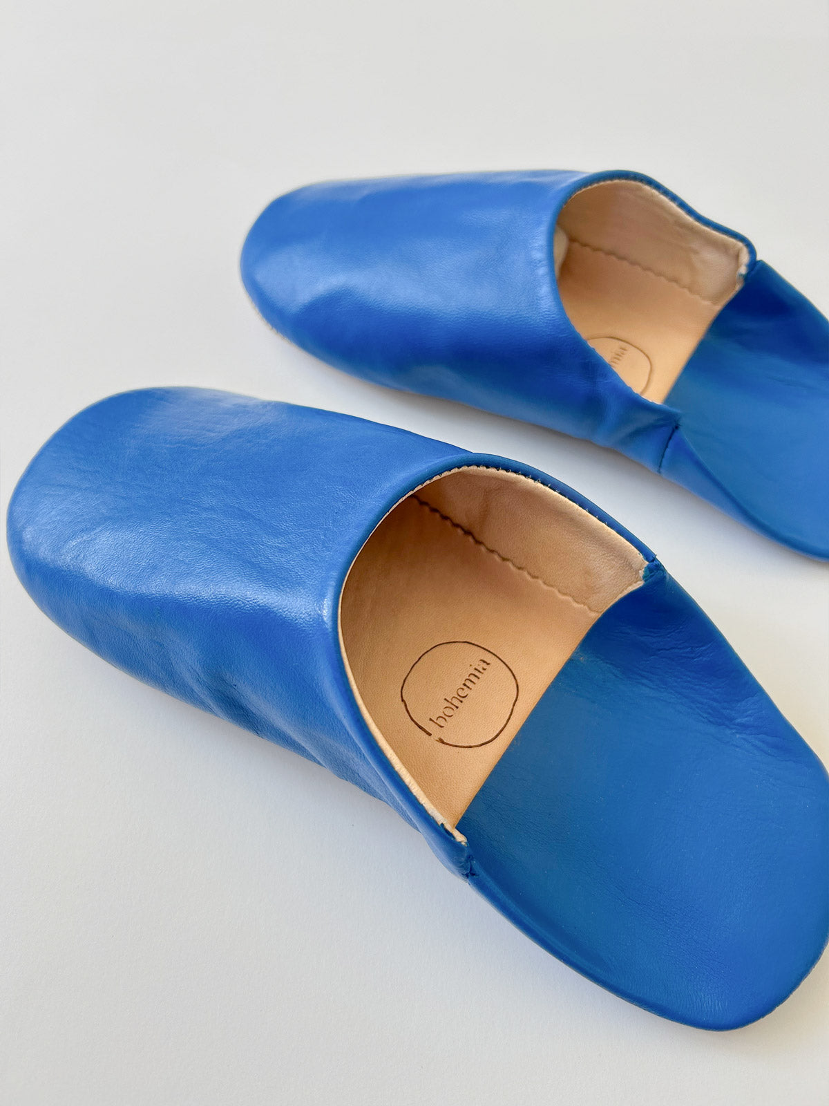 Authentic Moroccan Babouche Slippers - Soft Leather Majorelle Blue House Shoes | Perfect for Home, Lounge & Cultural Fashion
