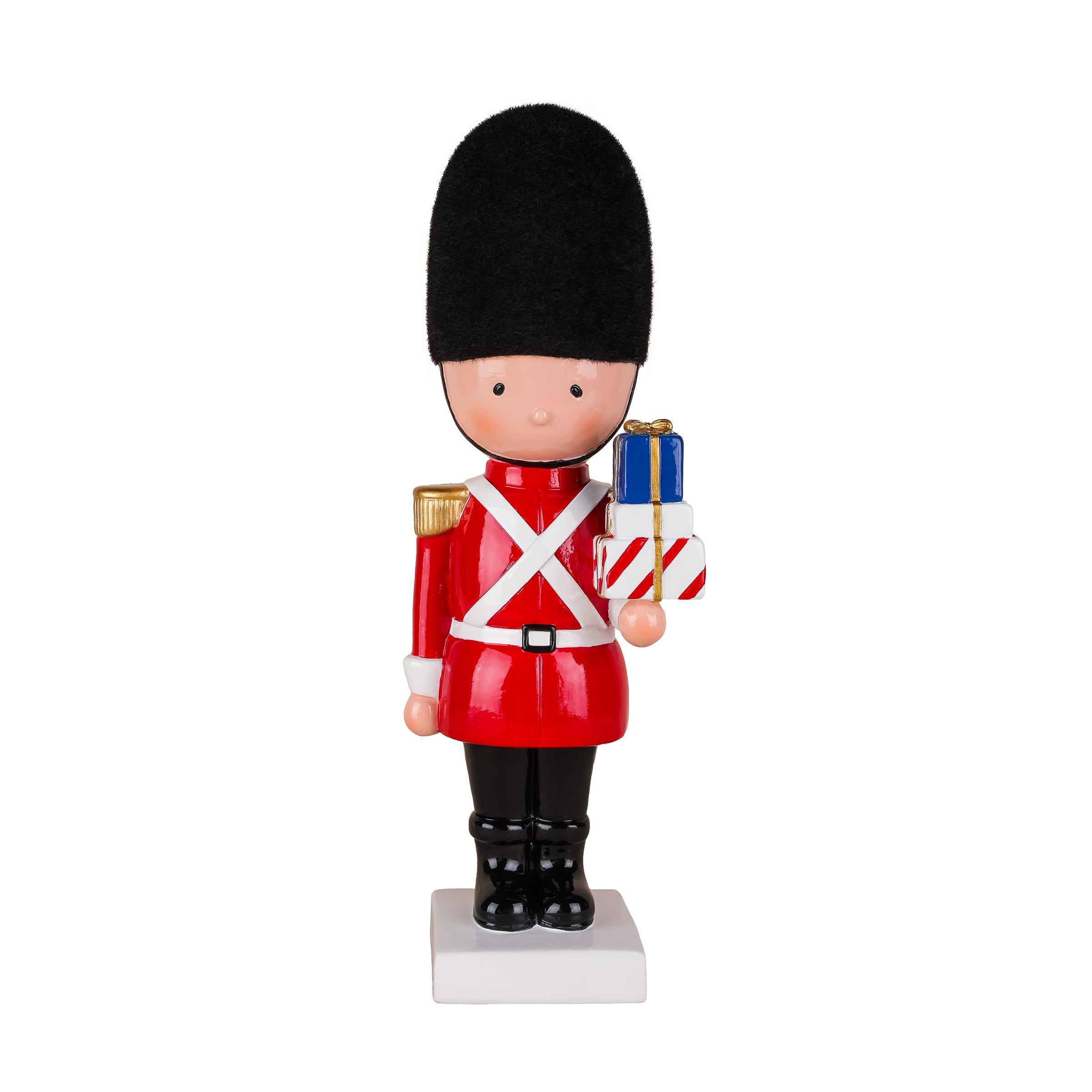 11 Inch Christmas Soldier Figurine with Gifts - Festive Holiday Decor for Home, Office, and Christmas Tree Display
