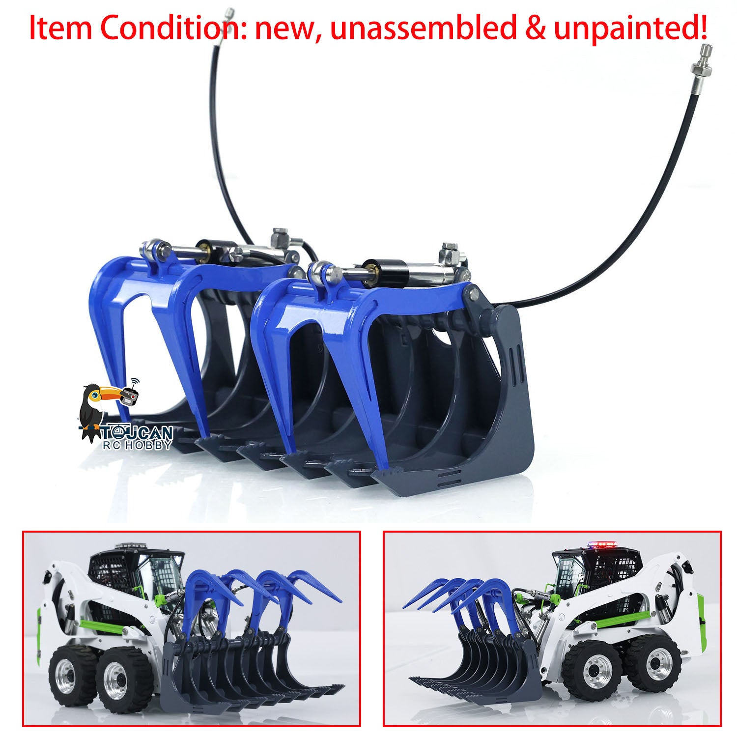 Customized LESU 1:14 Scale RC Hydraulic Aoue LT5 Tracked Skid Steer Loader - Metal RTR Model with Fork, Bucket, Sieve Bucket, Gripper Clamp & Trailer Upgrade Parts - Perfect for Construction Simulation, RC Hobbyists & Collectors